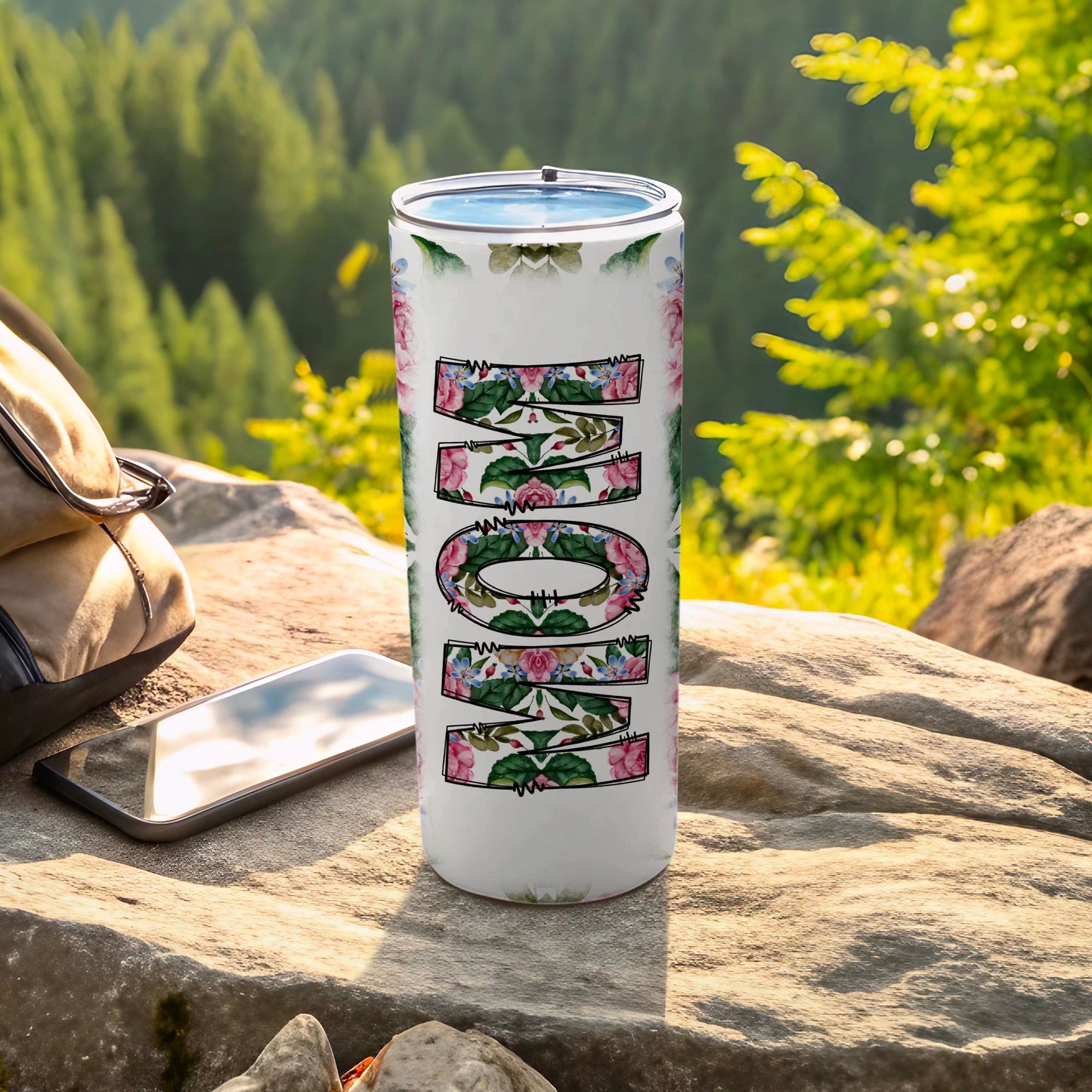 White Floral Pattern MOM Tumbler product type