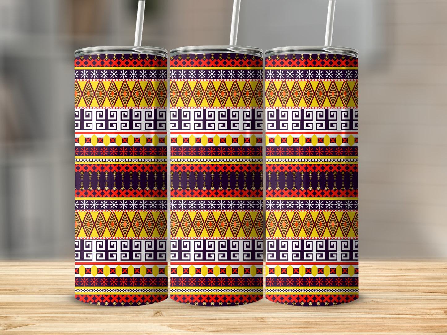 Colorful Geometric Pattern Insulated Tumbler Product