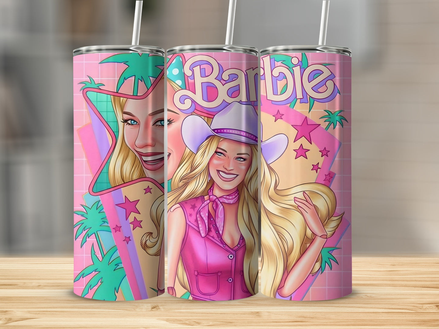 Barbie Wearing A Cowboy Hat and Vest Art Tumblers