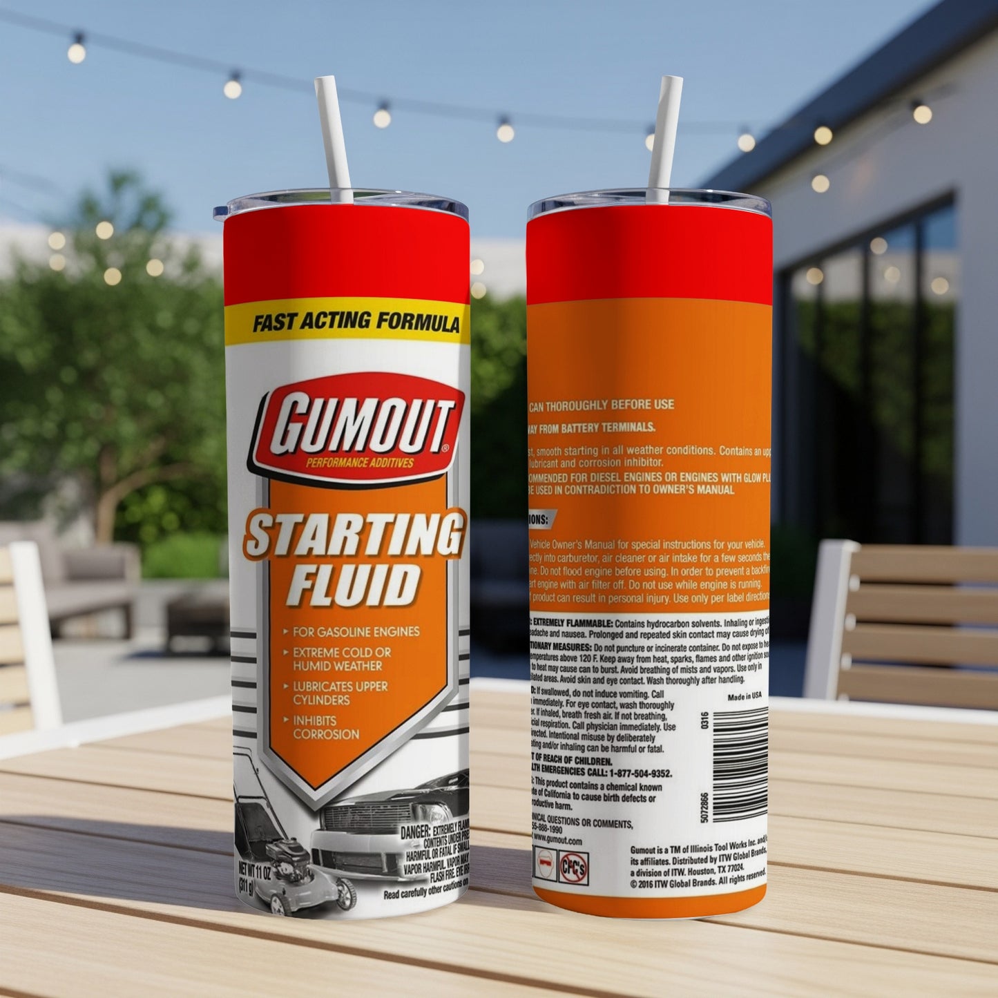 Gumout Starting Fluid can with prominent labeling.