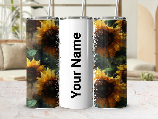 Personalized Sunflower Design Insulated Tumbler Cup