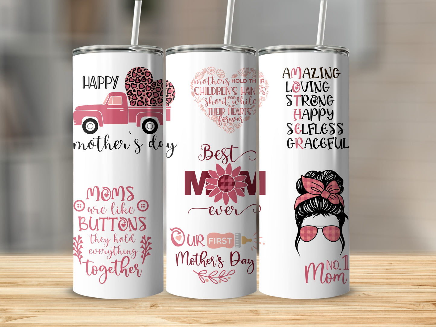 Mother's Day Themed Stainless Steel Tumbler Set