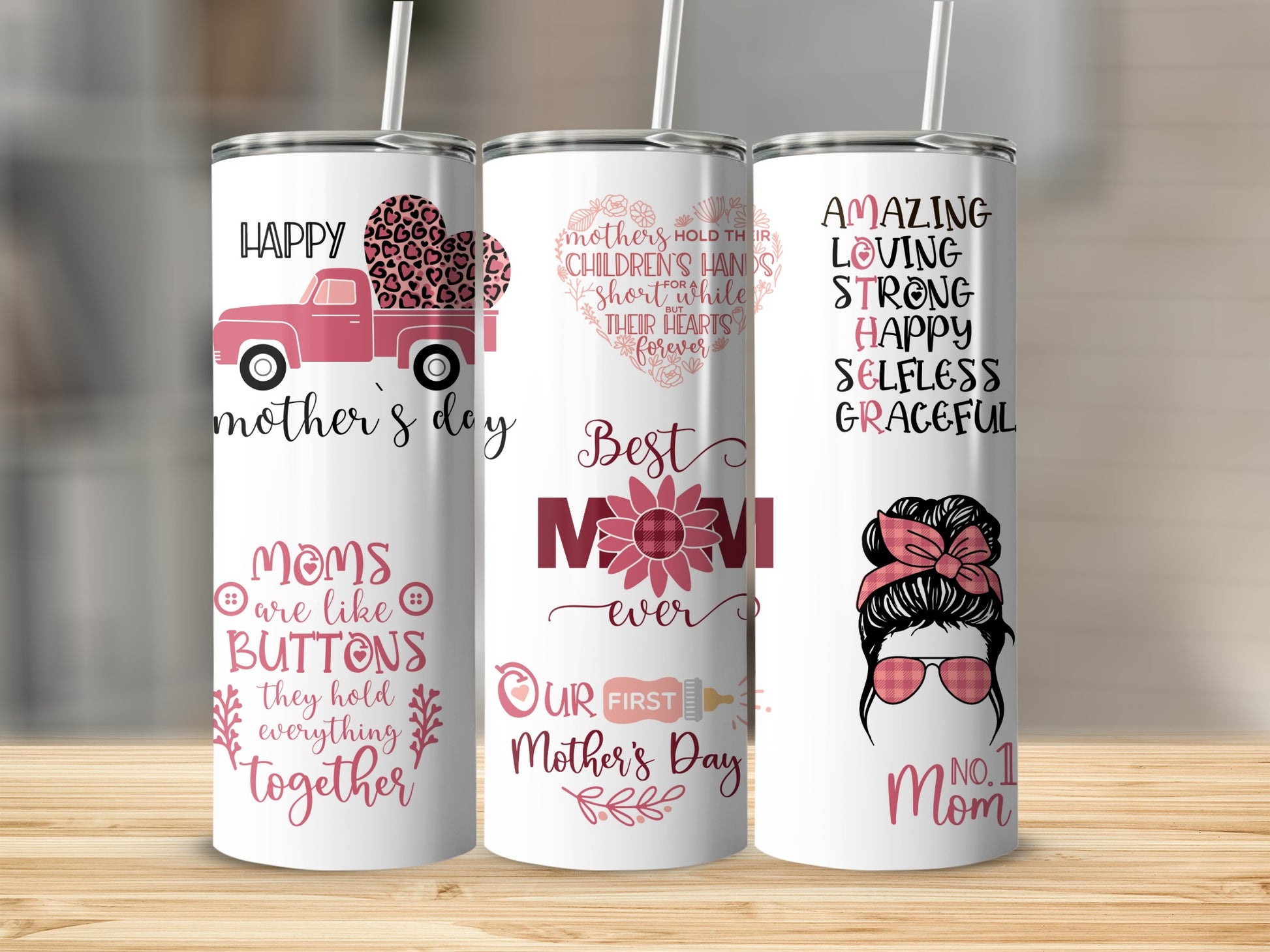 Mother's Day Themed Stainless Steel Tumbler Set