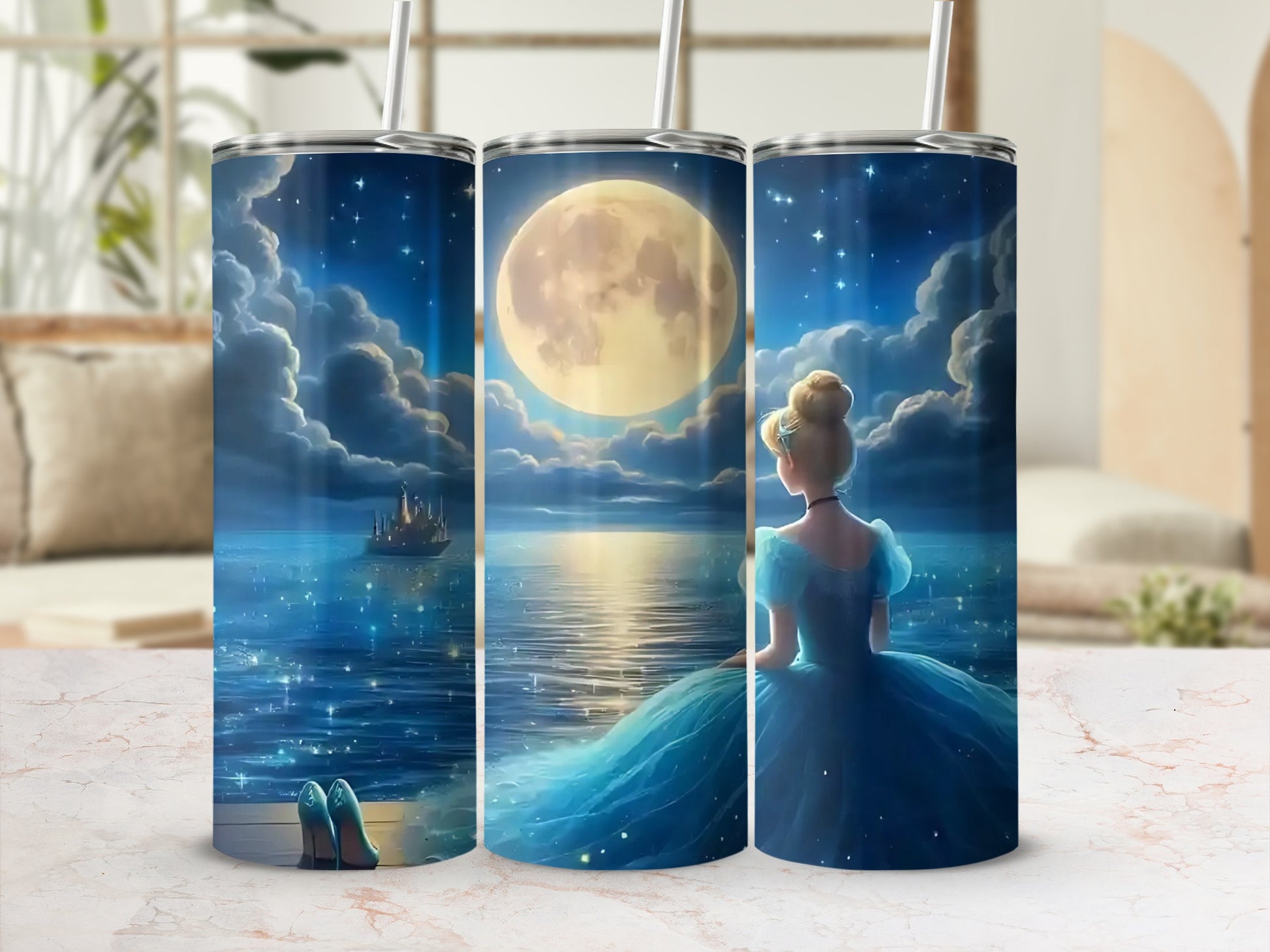 Fairy Tale Moonlit Night Scene Tumbler 20oz