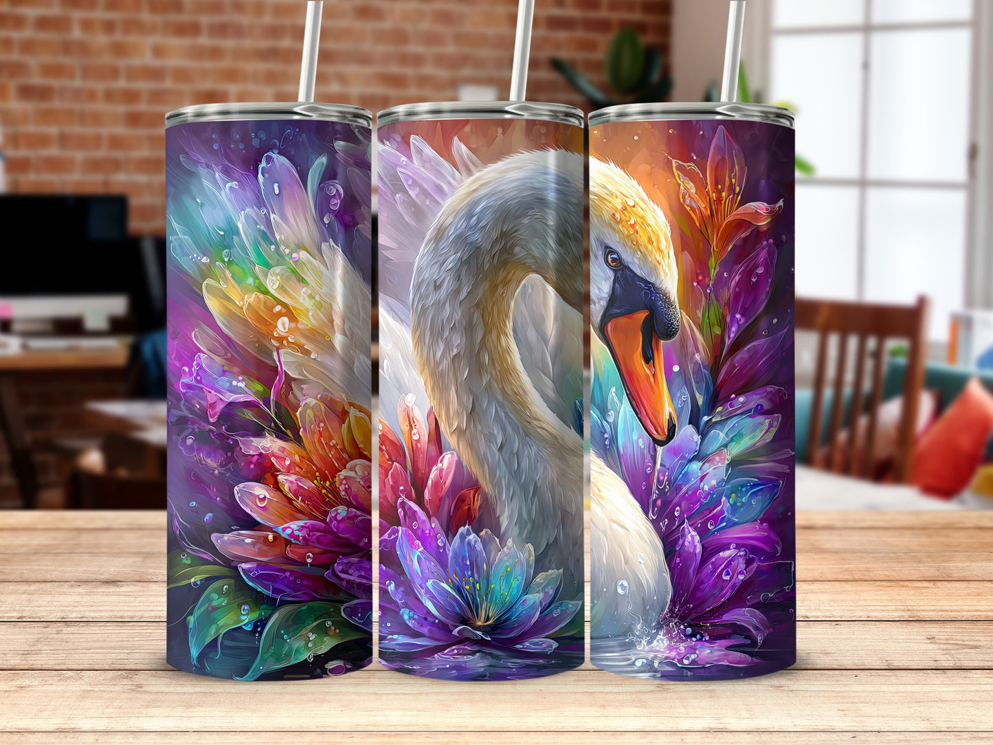 Colorful Abstract Swan Artwork Tumbler Stainless Steel