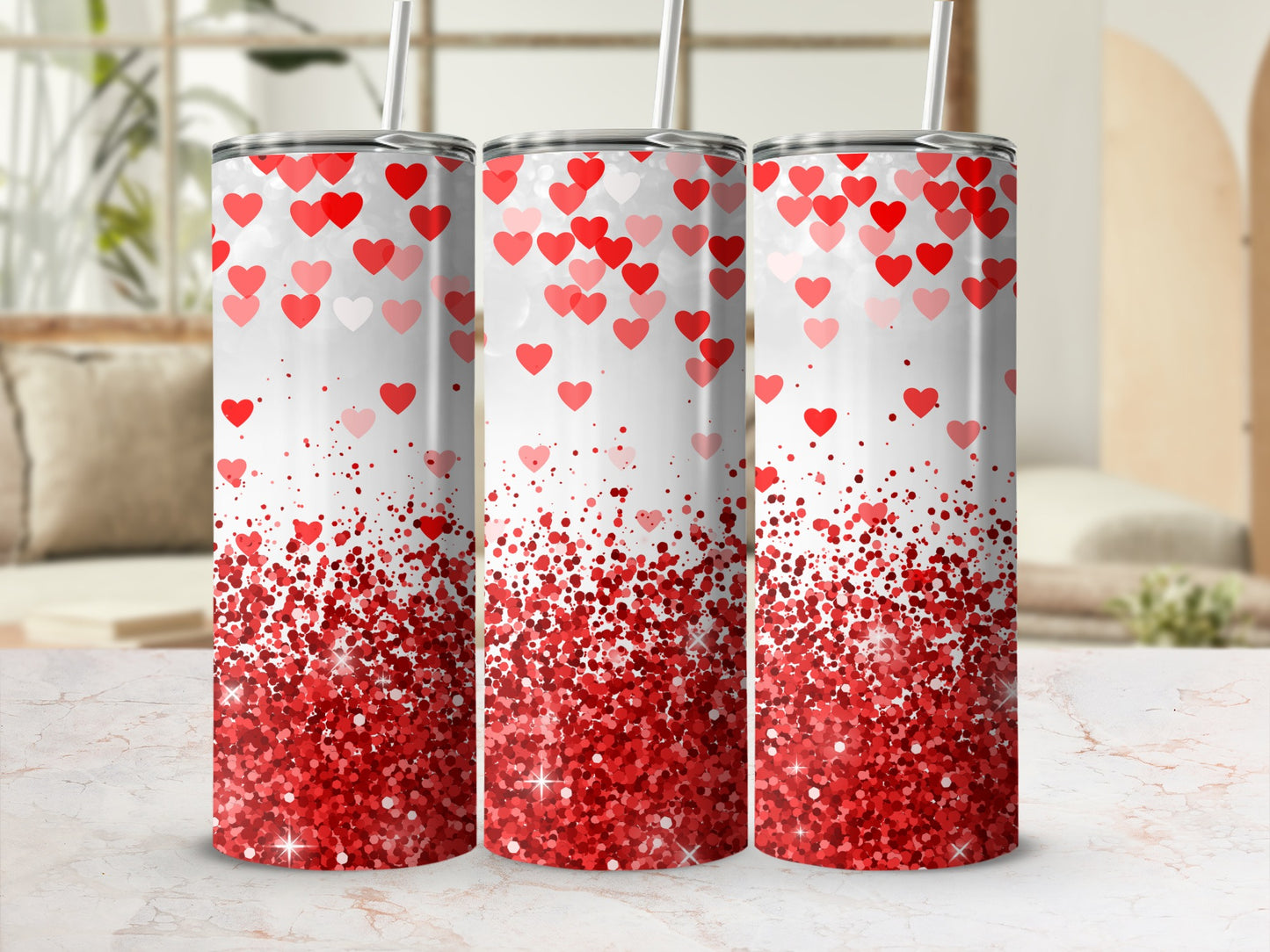 Falling Red Hearts Glitter Design Tumbler product type