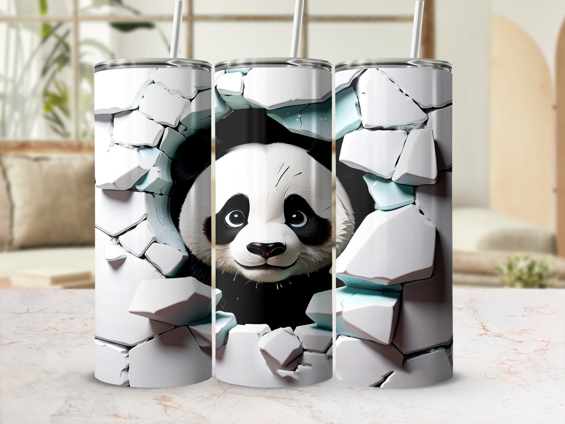 Cute Panda Breaking Through Design Tumbler Product