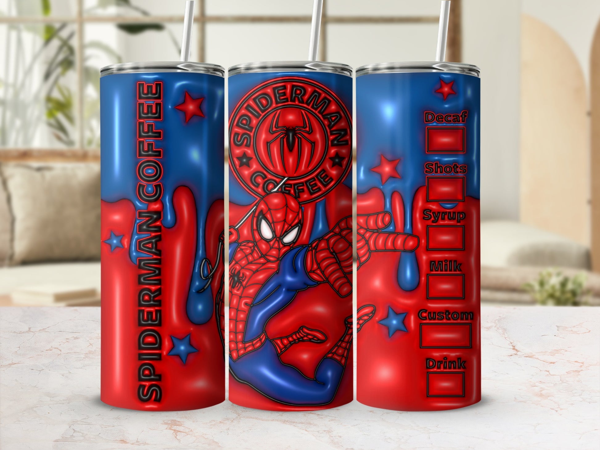 Spiderman Coffee Customizable Drink Tumblers