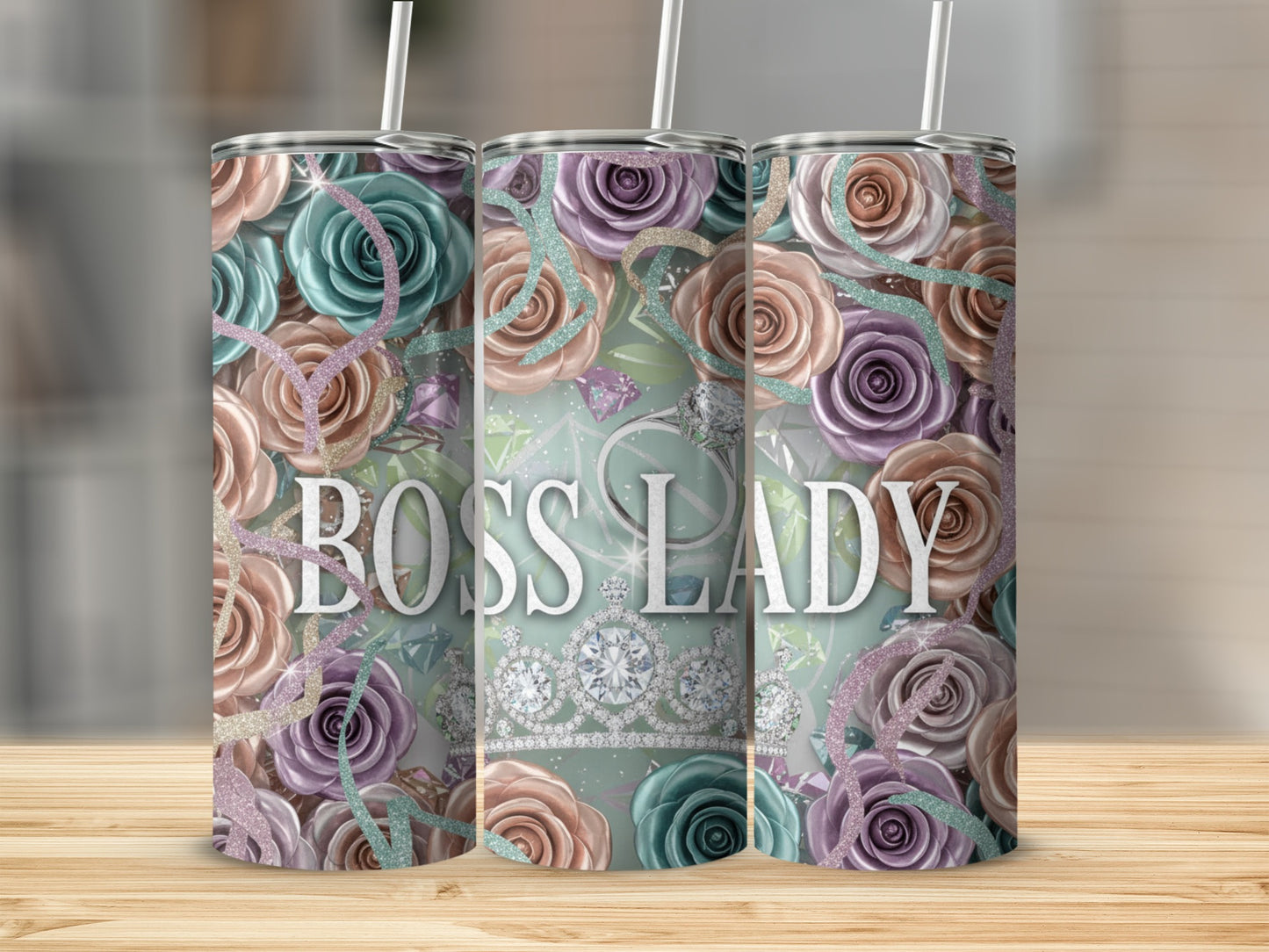 Boss Lady Floral Pattern Tumbler Cup 20 Oz