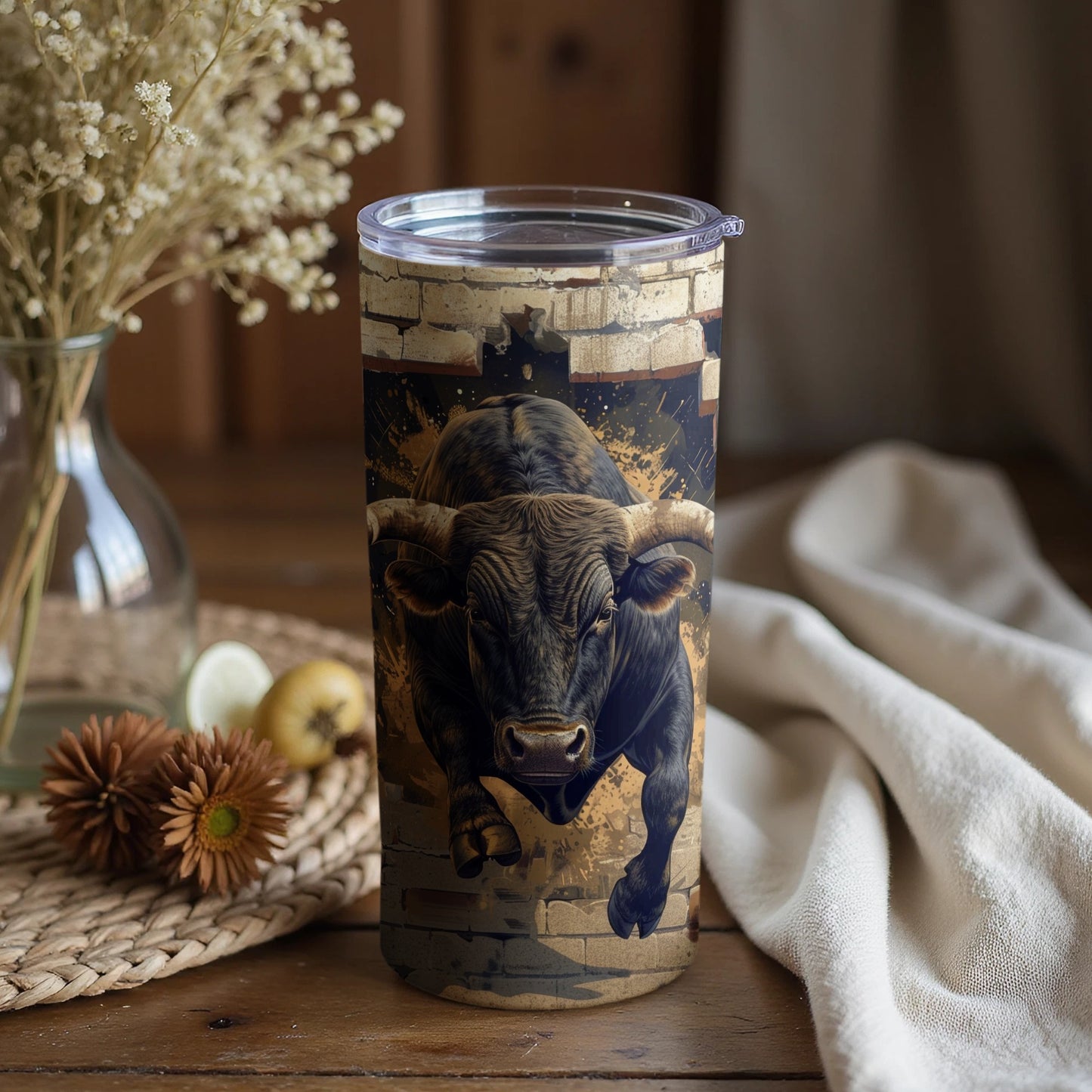 Dynamic Bull Artwork Bricks Wall Style Tumbler product type
Bull
Tumbler
Animal
Artwork
Design
Powerful
Charging
Raging bull
Brick wall
Grunge art
Black bull
Horns
Drinkware
Unique gift
Animal art
Masculine design
Rustic style
Beast image
Cattle art
Strength symbol