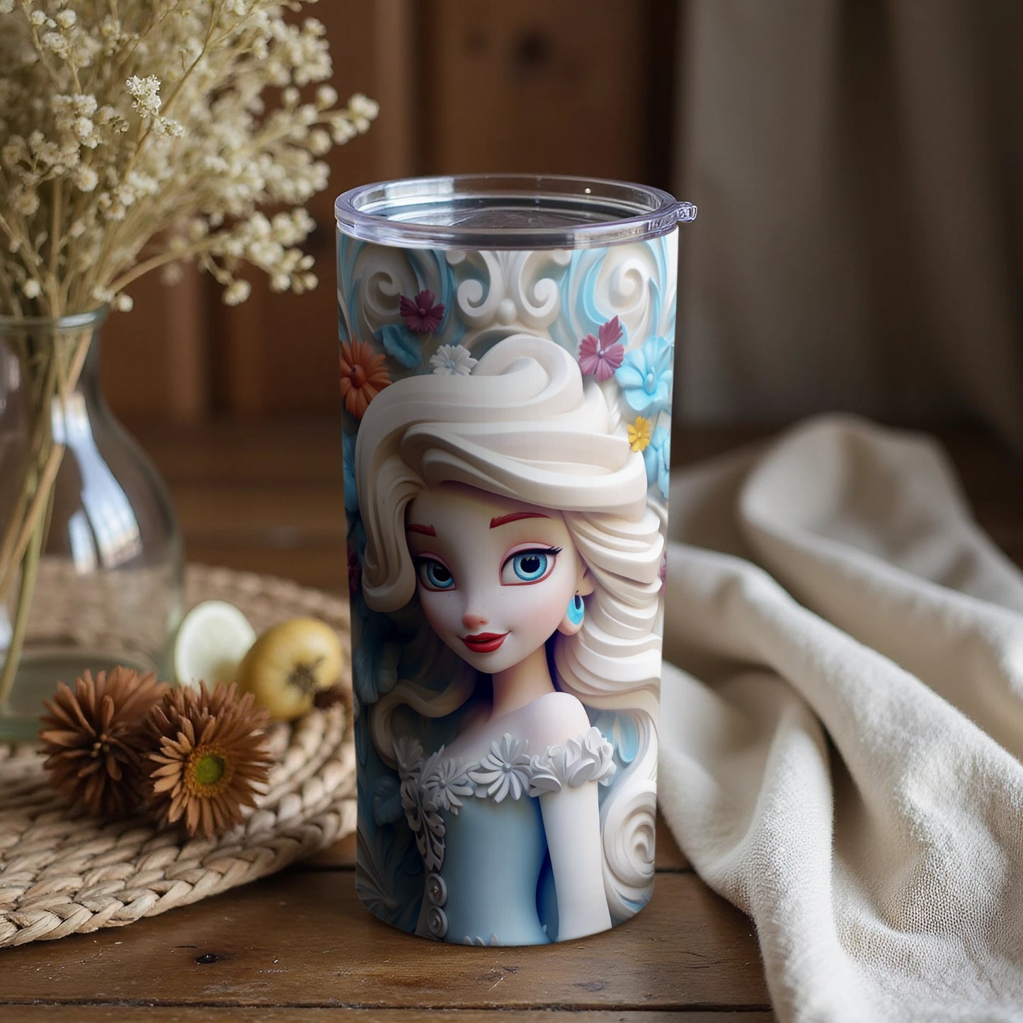 Elegant Floral Princess Design Insulated Tumbler