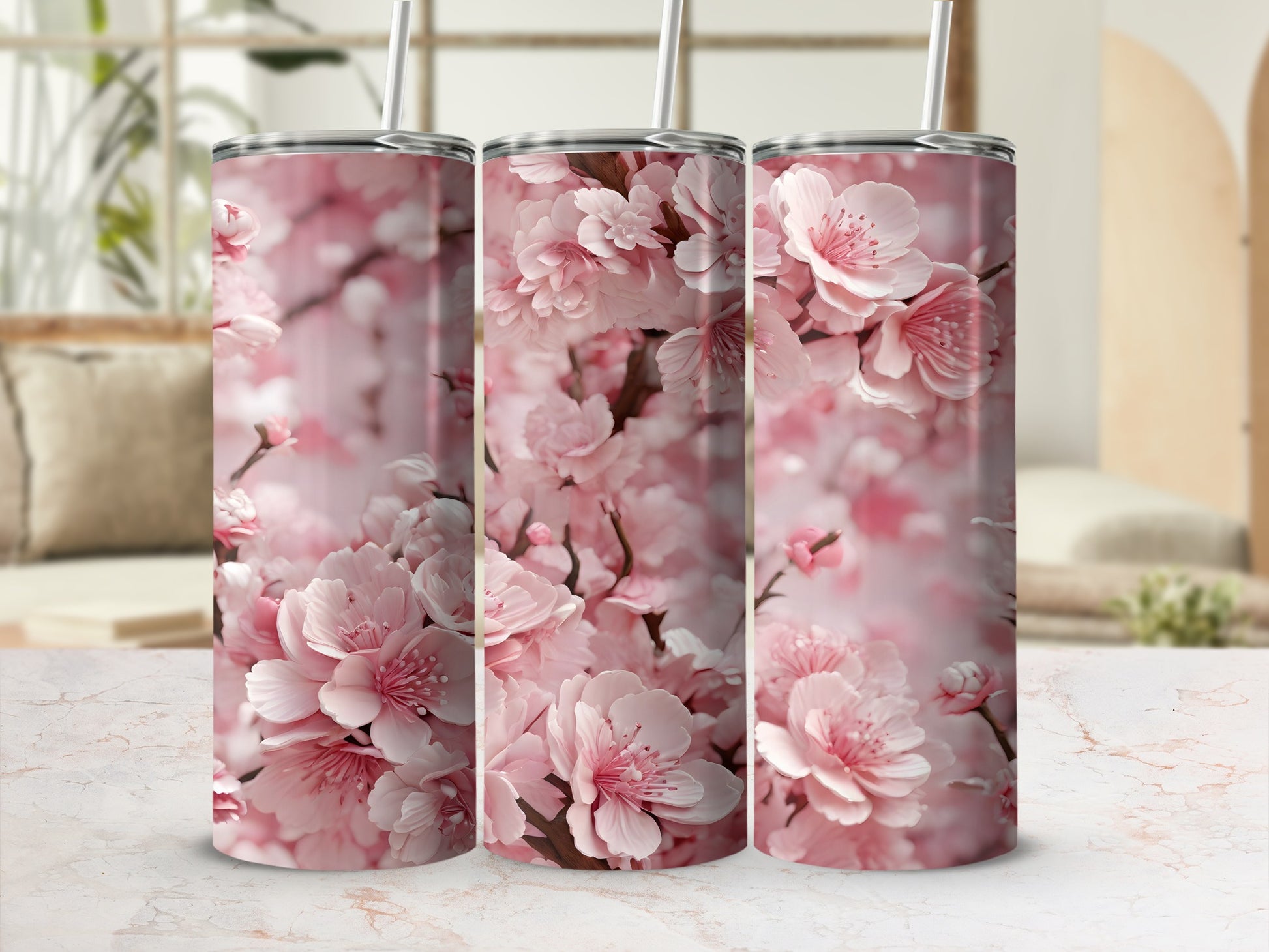 Pink Cherry Blossoms Sakura Floral Tumbler product type