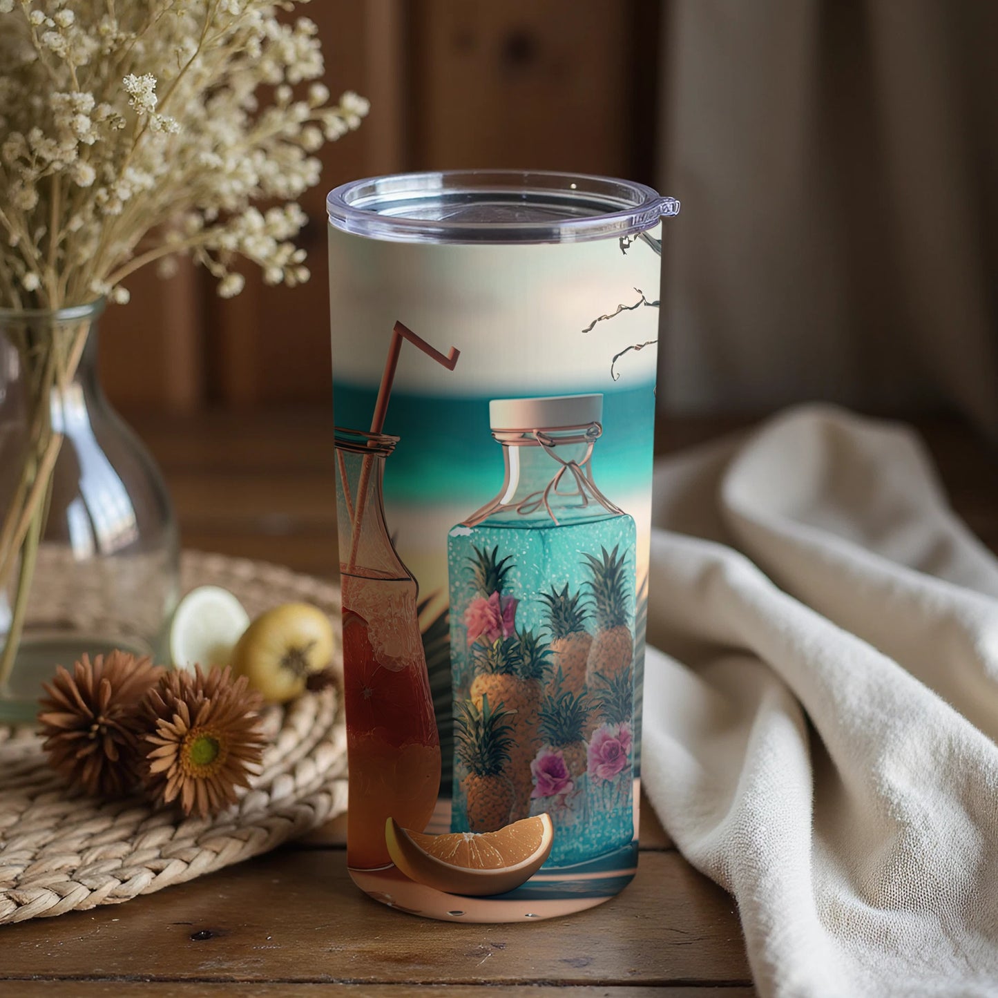 Tropical Beverage Themed Decorative Tumbler