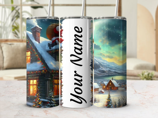 Personalized Name Christmas Scene Tumblers
