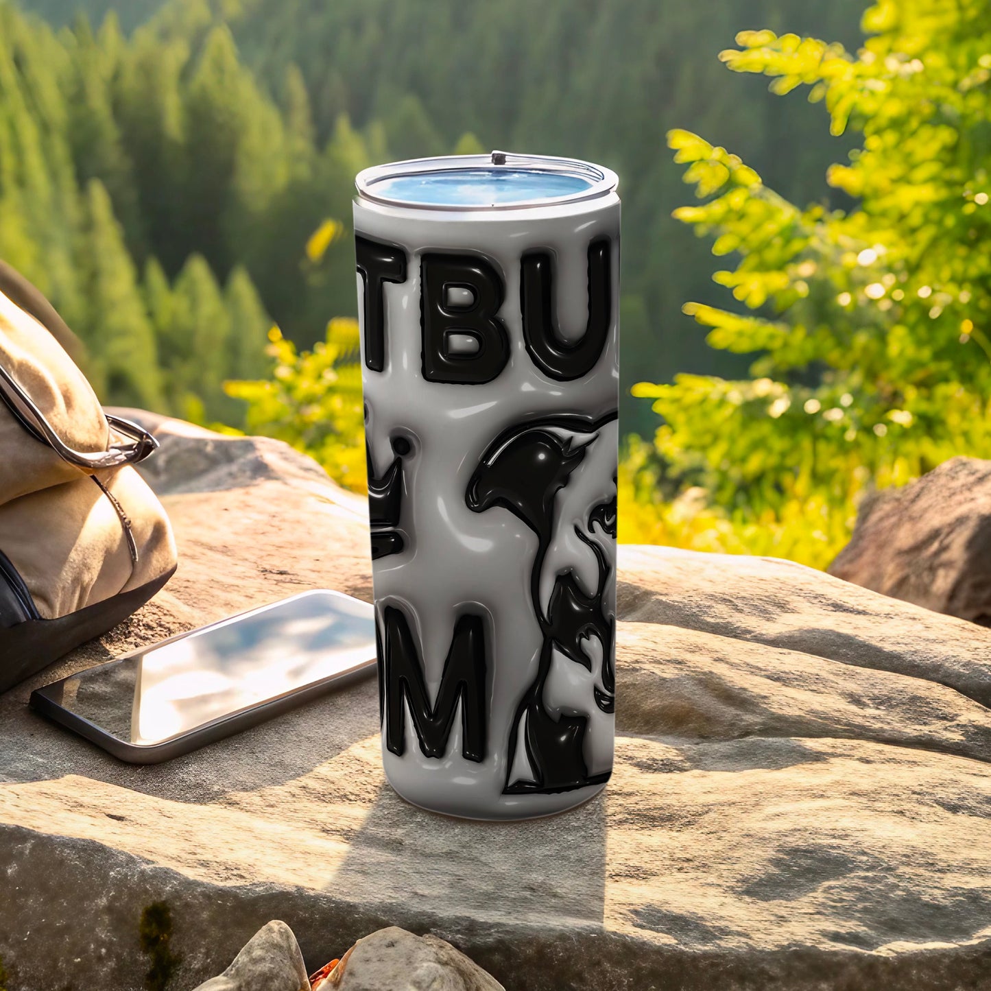 White tumbler black glossy TBU dog head M design product type