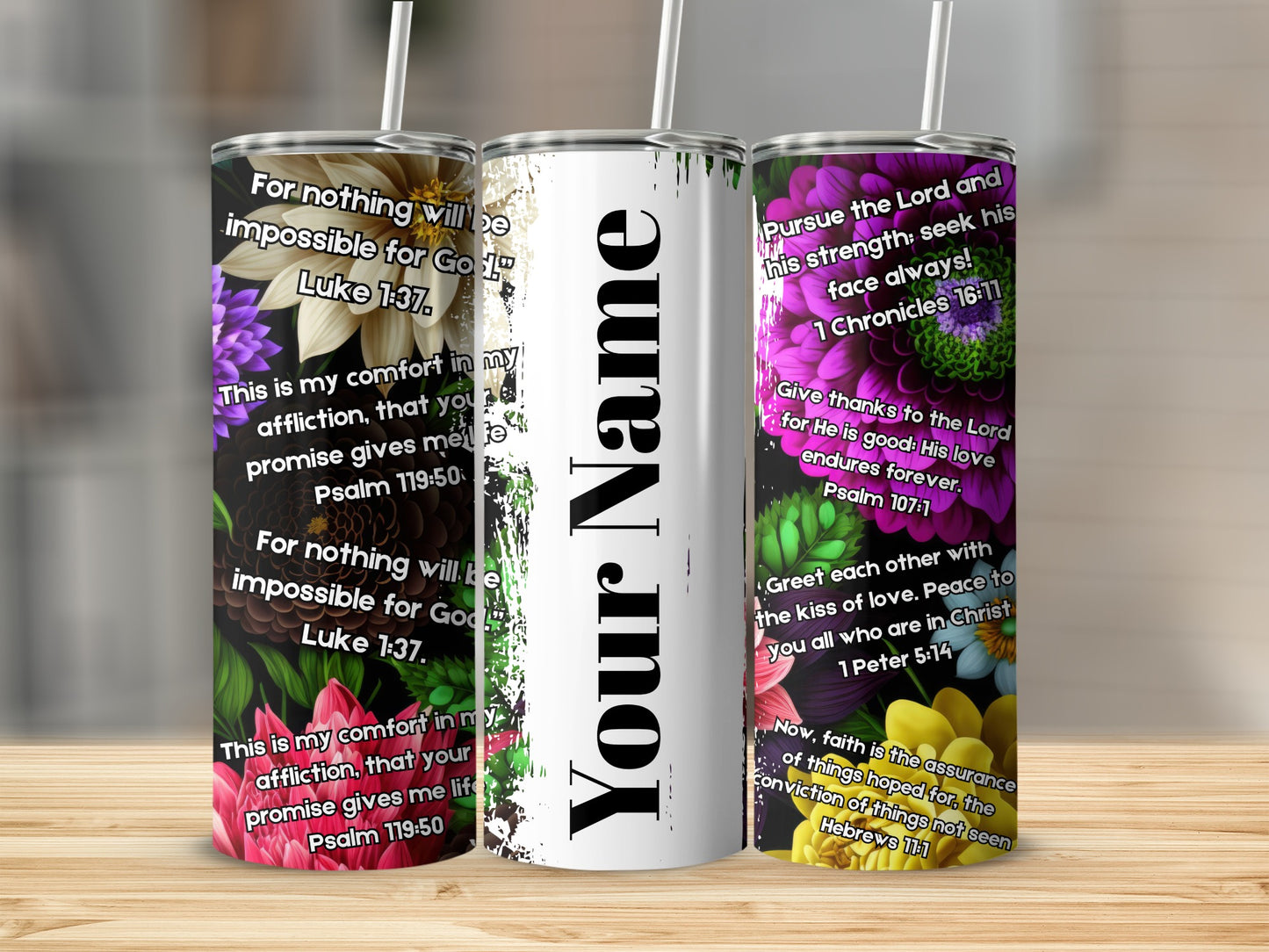 Personalized Tumbler with Inspirational Bible Verses