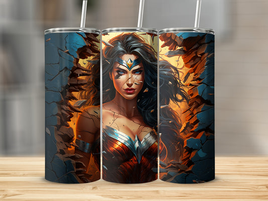 Shattered Wall Superhero Tumbler With Graphic Design