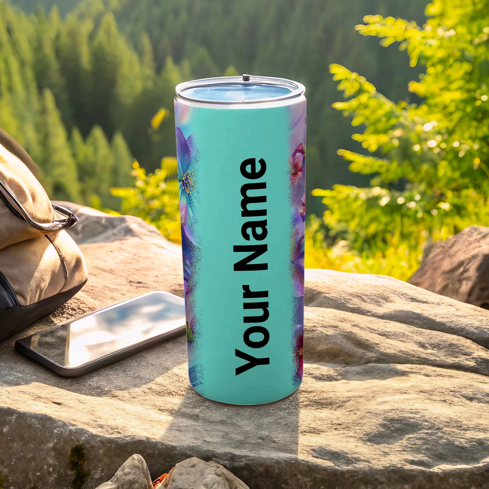 Customizable Your Name Floral Design Tumbler