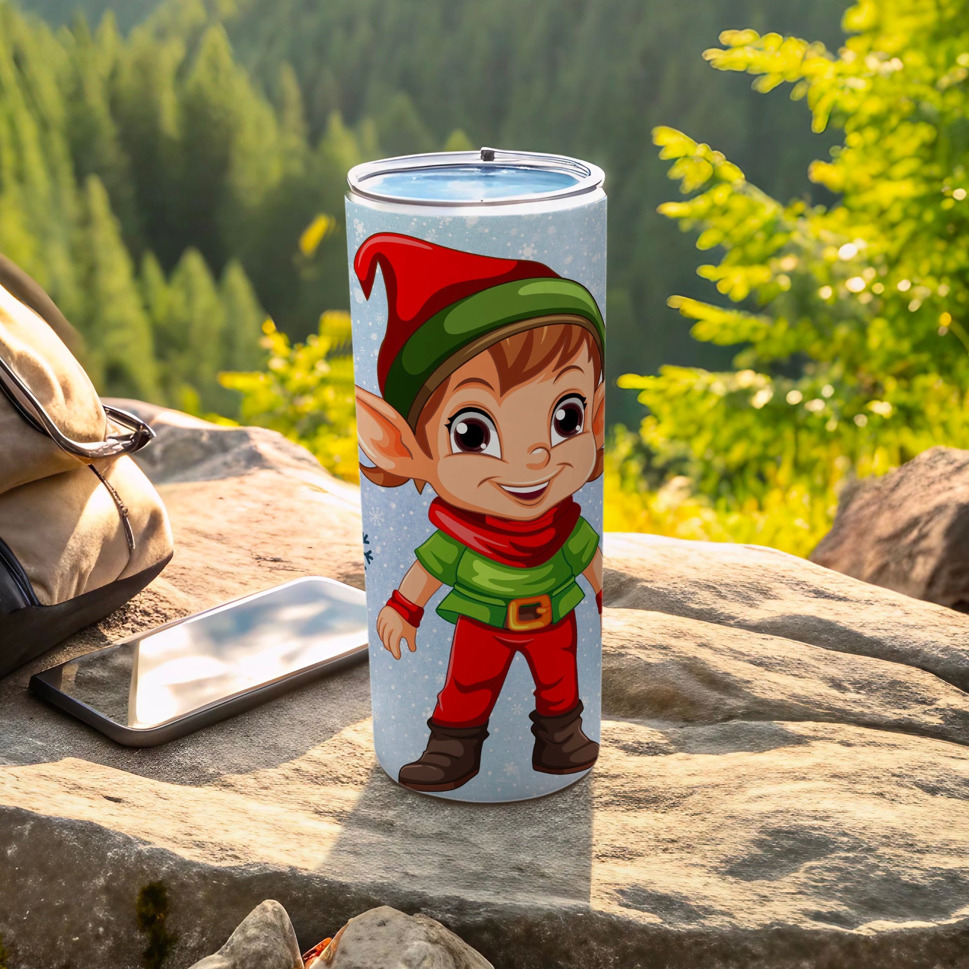 Festive Elf Character Tumbler for Holiday Adventures