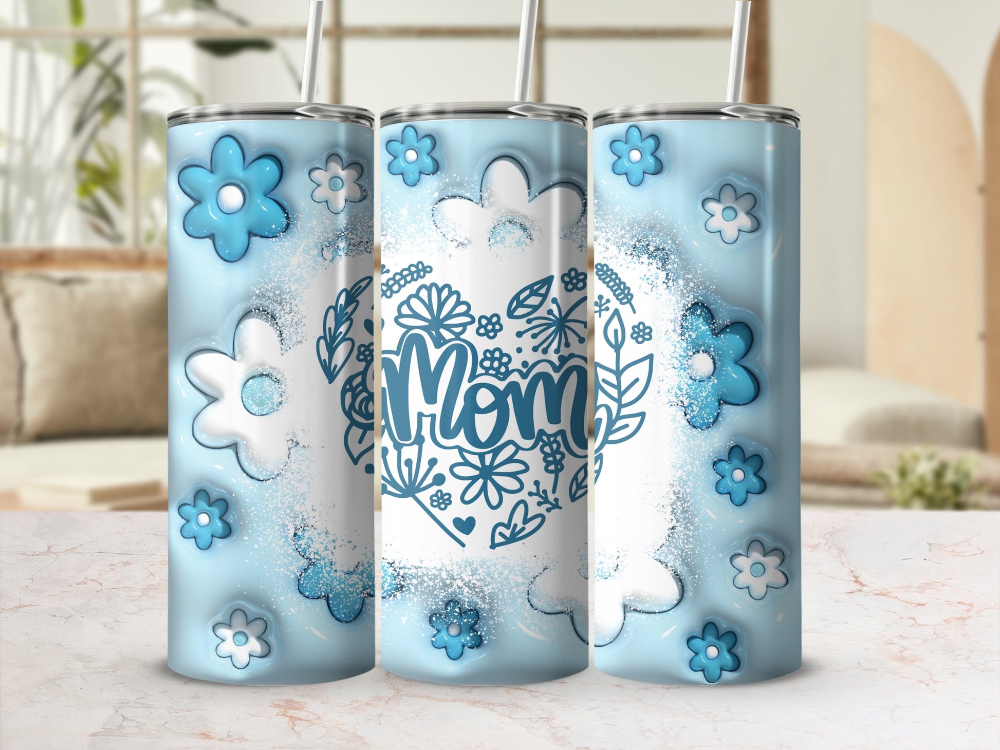 Floral Mom Design Tumbler for Mother's Day Gift