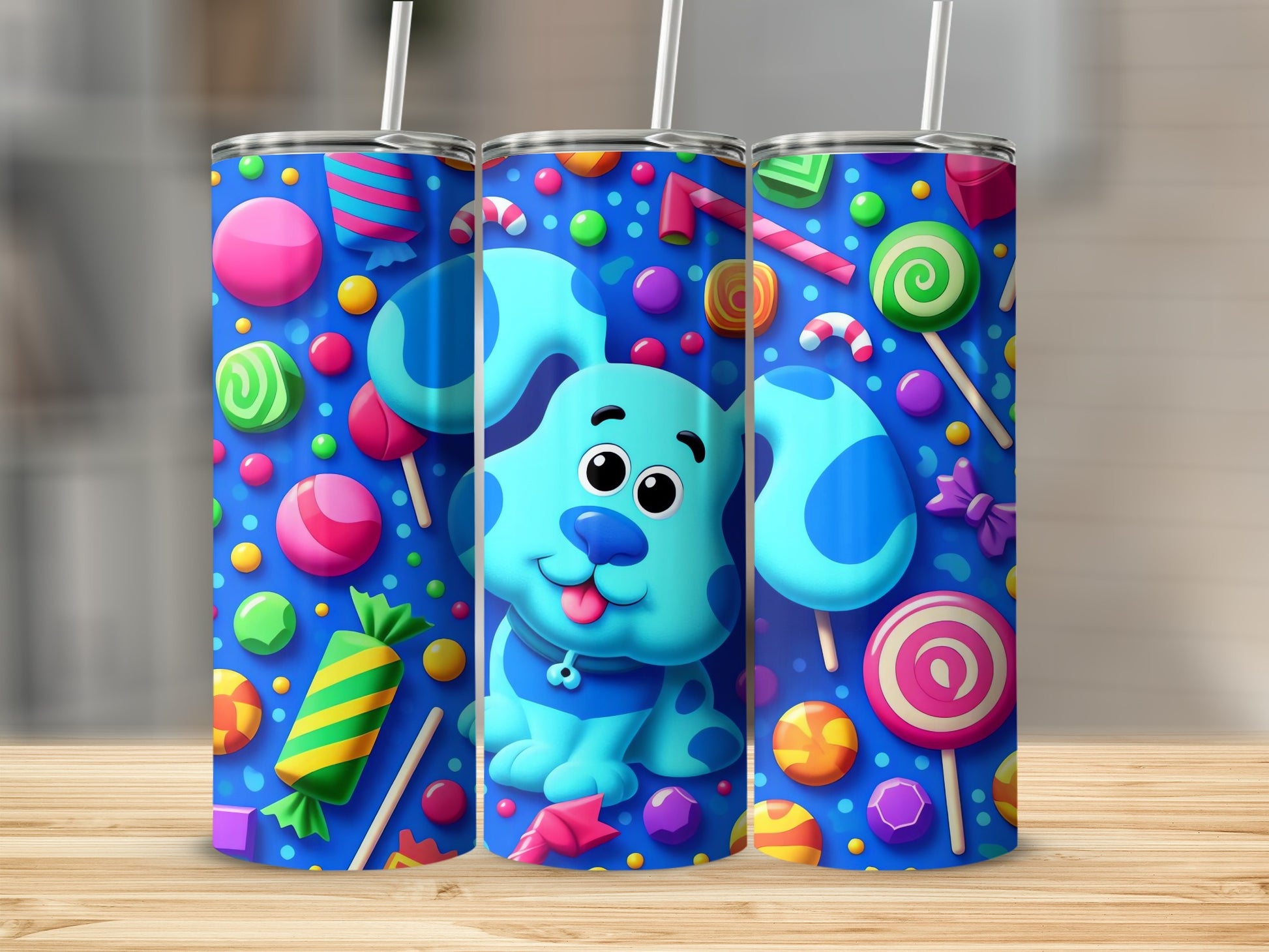 Blue Dog with Candy Design Tumblers for Kids