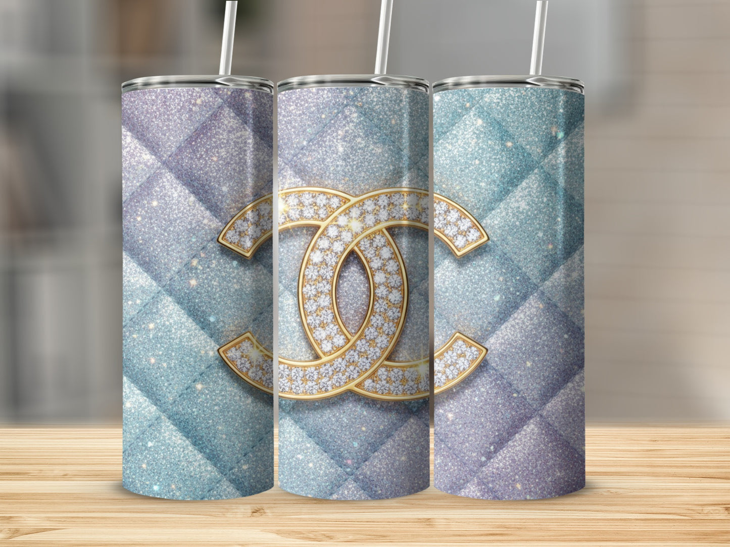 Glittery Diamond Gold Logo Pattern Design For You Tumbler