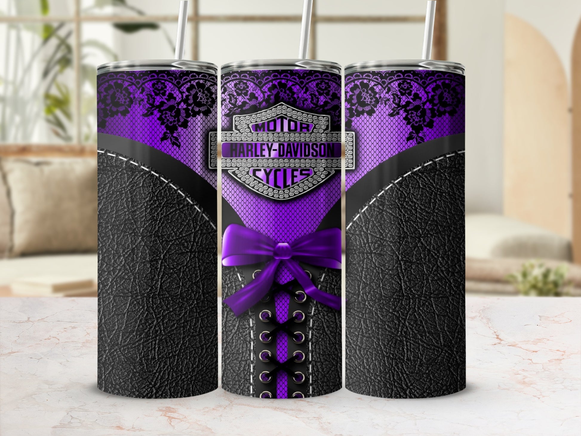 Purple Black Harley-Davidson Lace Corset Tumbler product type