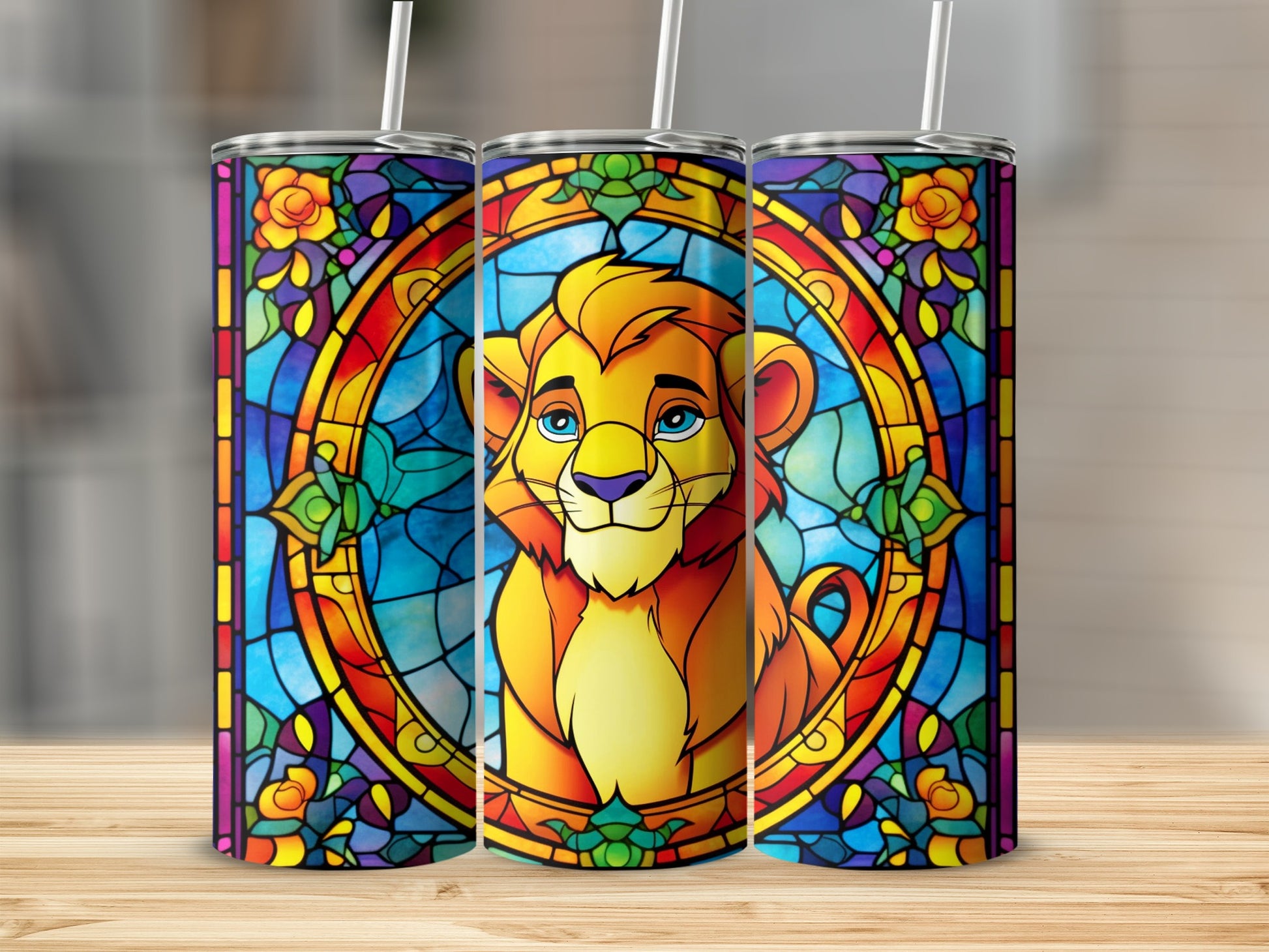 Colorful Lion Stained Glass Insulated Tumbler Product