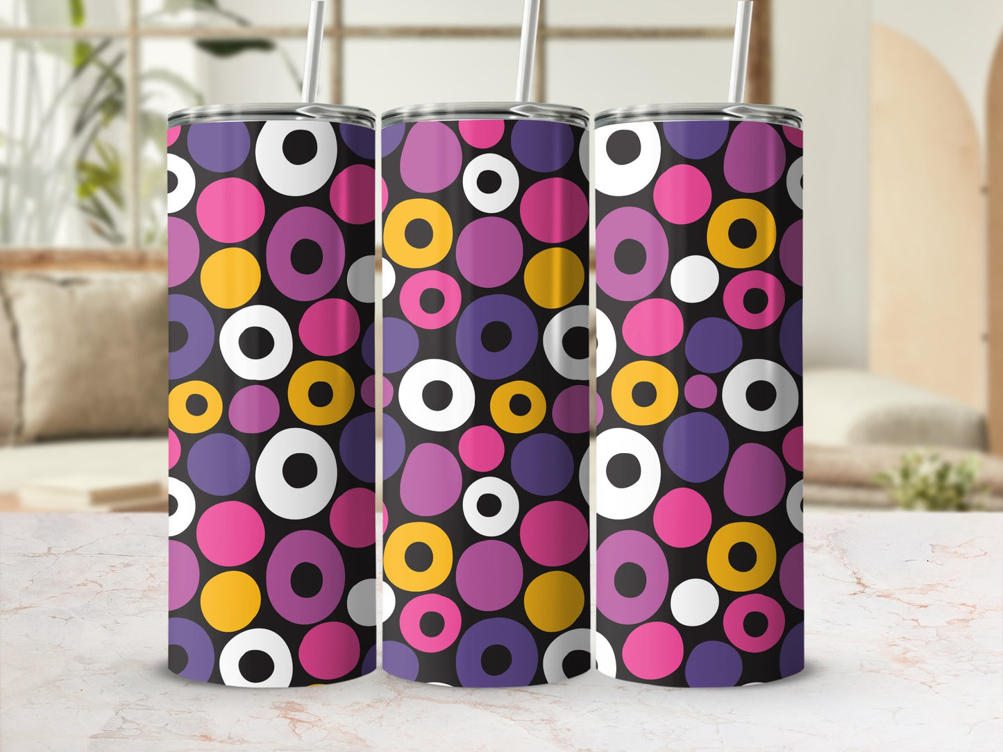 Retro Colorful Circle Patterns Insulated Tumbler