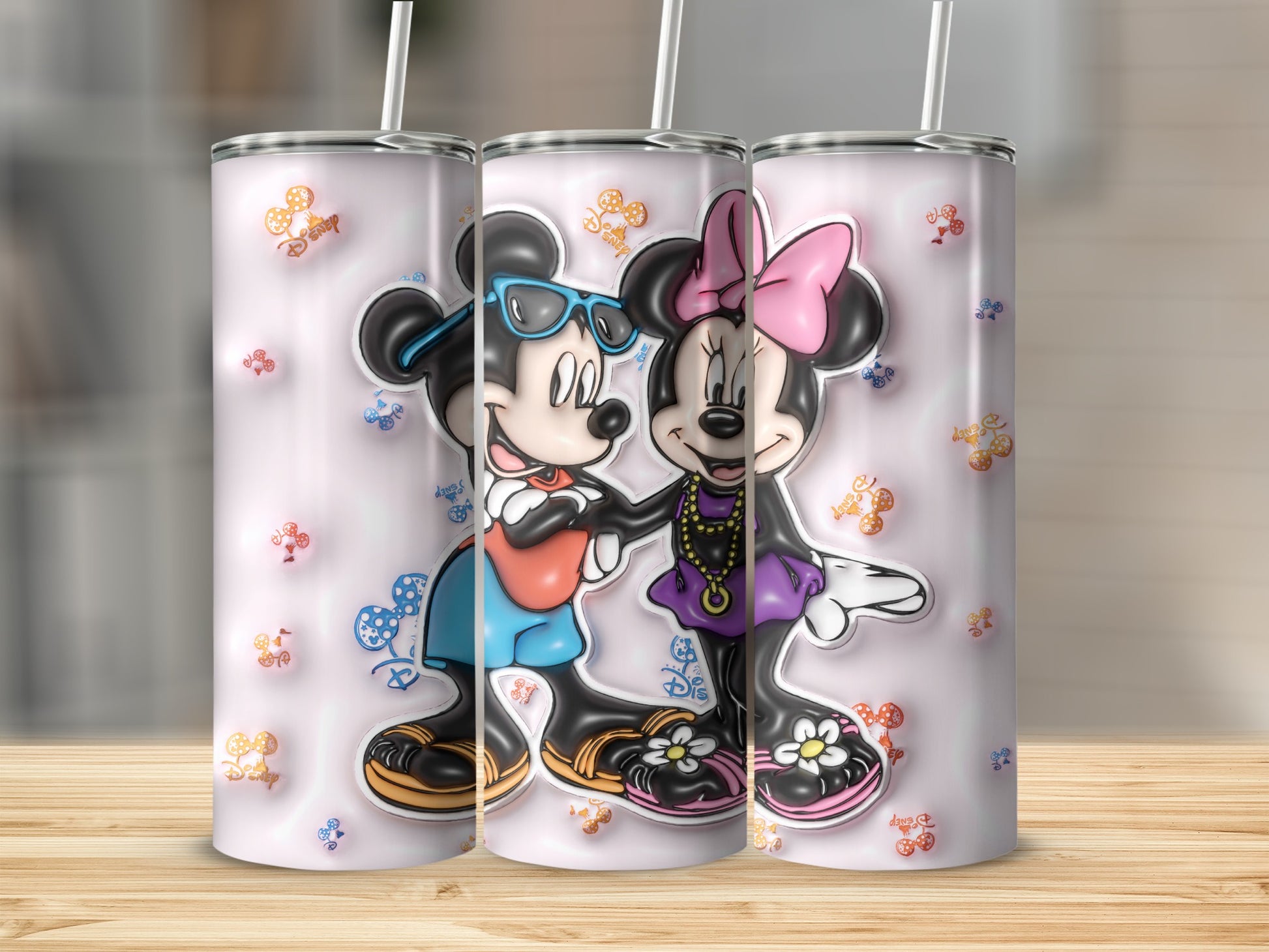 Cute Mickey and Minnie Mouse Design Tumbler