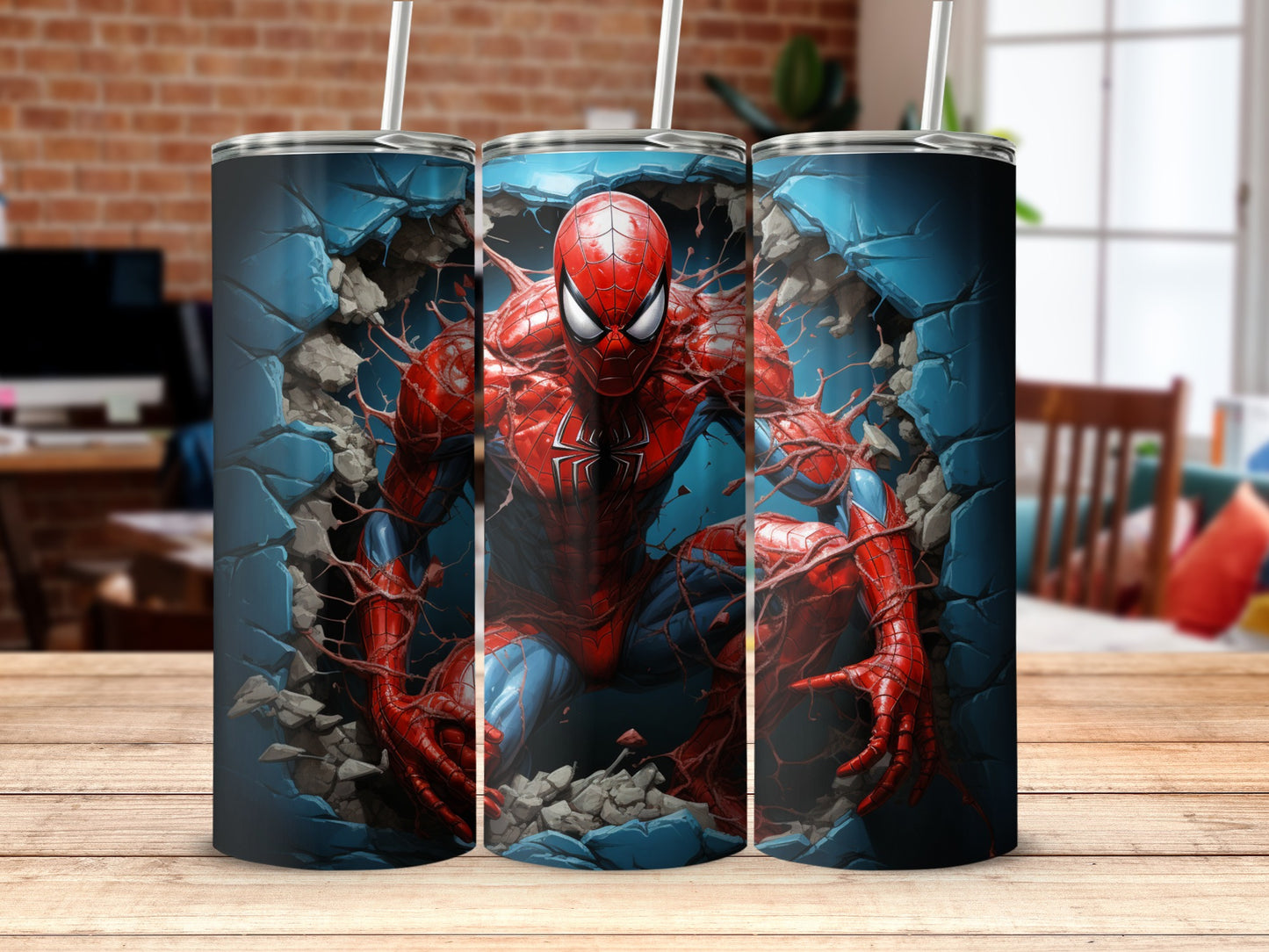 Spider Superhero Breaking Through Design Tumbler
