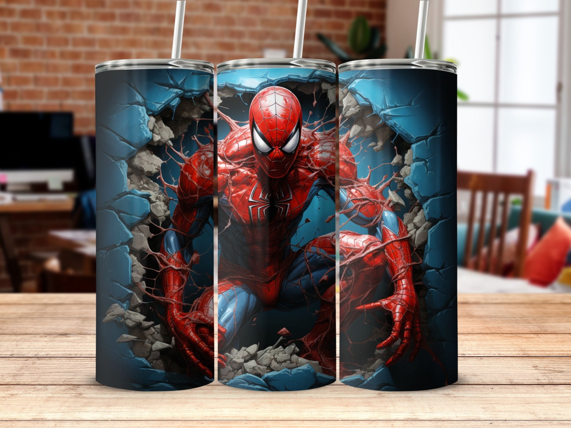 Spider Superhero Breaking Through Design Tumbler