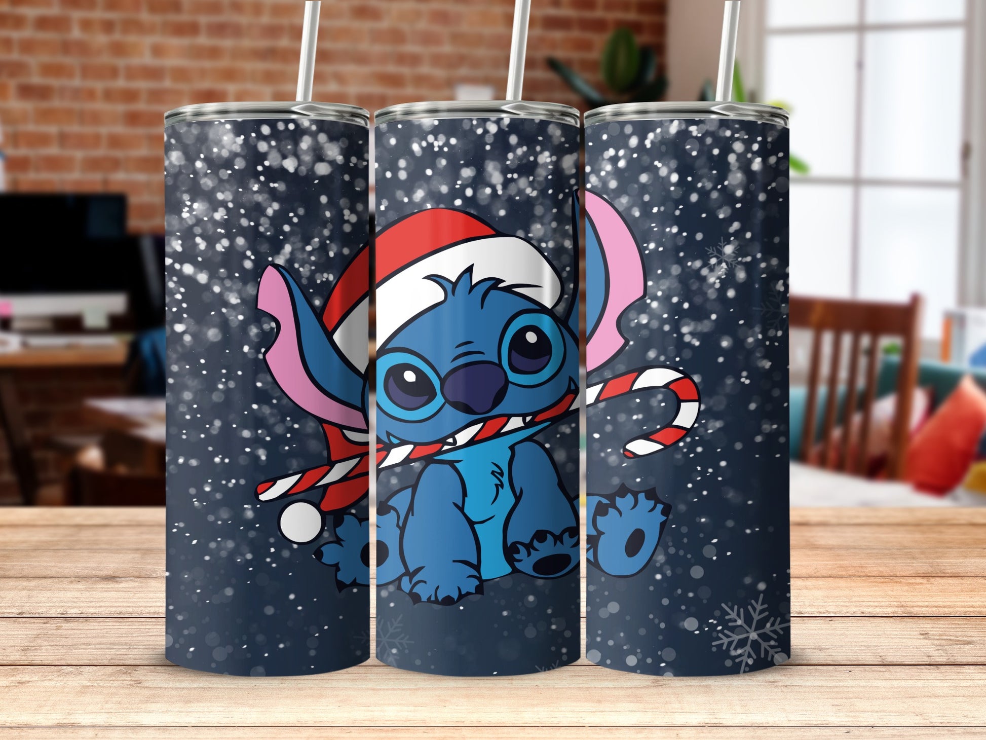 Blue Christmas Cartoon Character Tumbler 20oz Cup