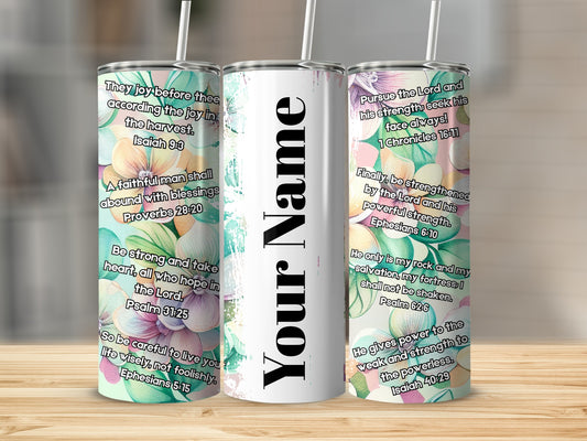 Personalized Floral Religious Verses Tumbler Product