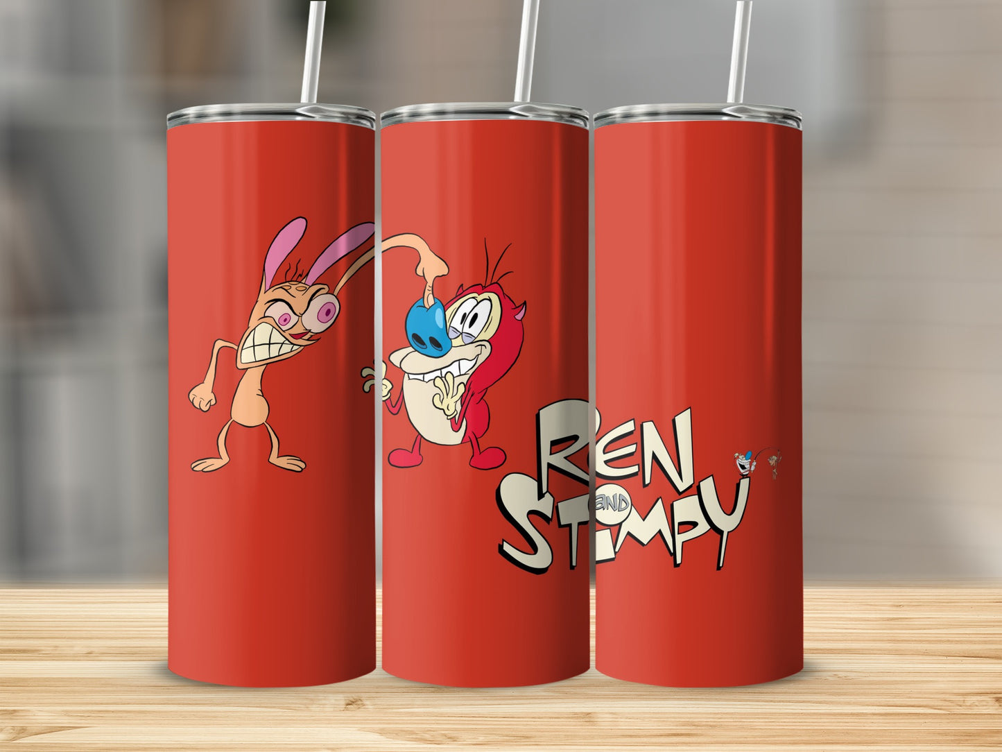 Retro Red Ren and Stimpy Large Tumbler for Fans