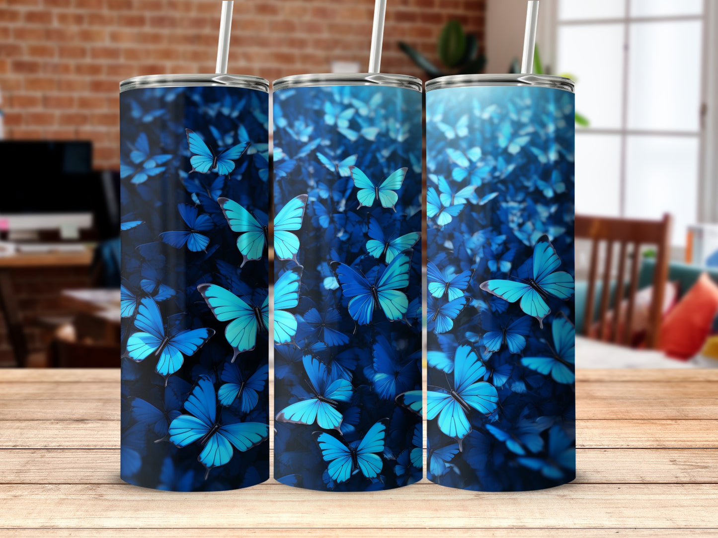 Vibrant Blue Butterfly Swarm Deep Hues Tumbler product type
Blue Butterflies, Butterfly Pattern, Vibrant Blue, Nature Design, Insect Art, Teal Butterflies, Dark Blue Hues, Winged Design, Abstract Pattern, Tumbler Print, Drinkware Art, Elegant Butterflies, Unique Design, Gift Idea, Animal Pattern, Flight Theme, Spring Summer, Azure Blue, Beautiful Insects, Whimsical Design