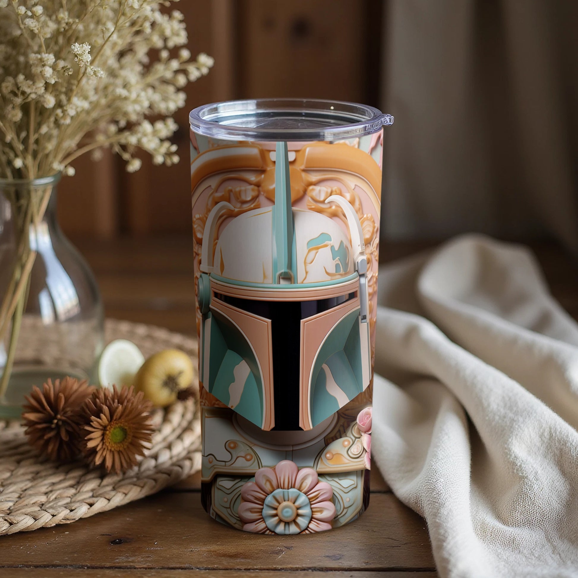 Intricately Designed Mandalorian Themed Tumbler