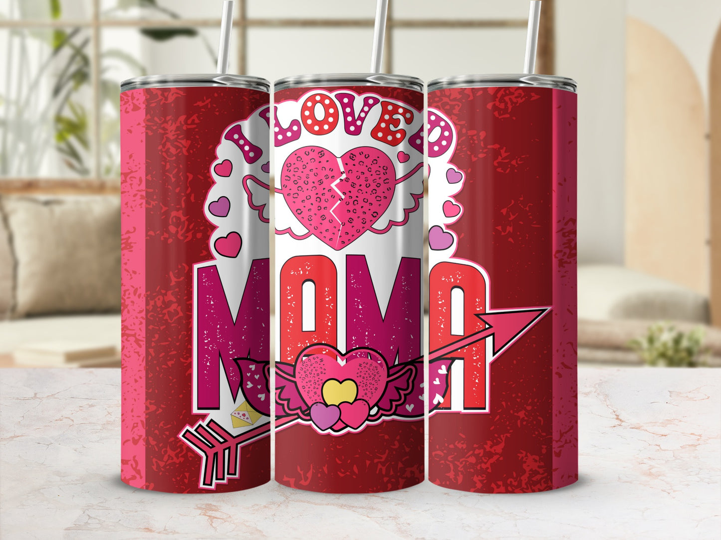I Loved Mama Heart and Arrow Design Tumbler Product