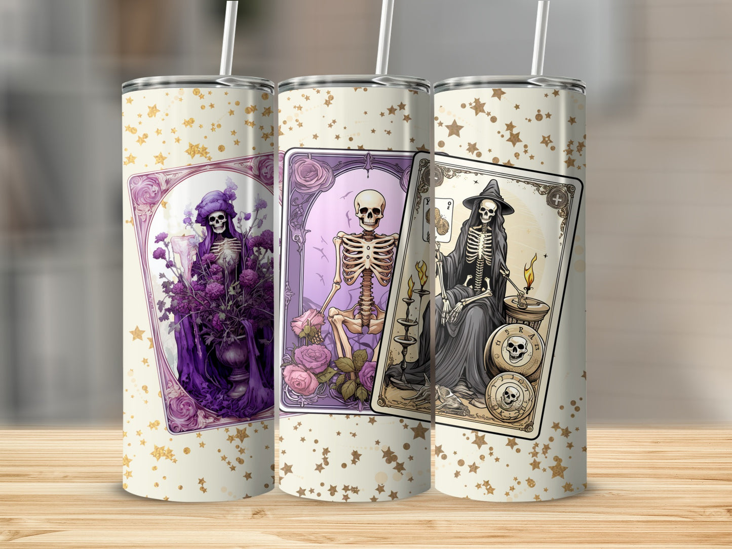 Unique Skeleton Tarot Card Insulated Tumbler