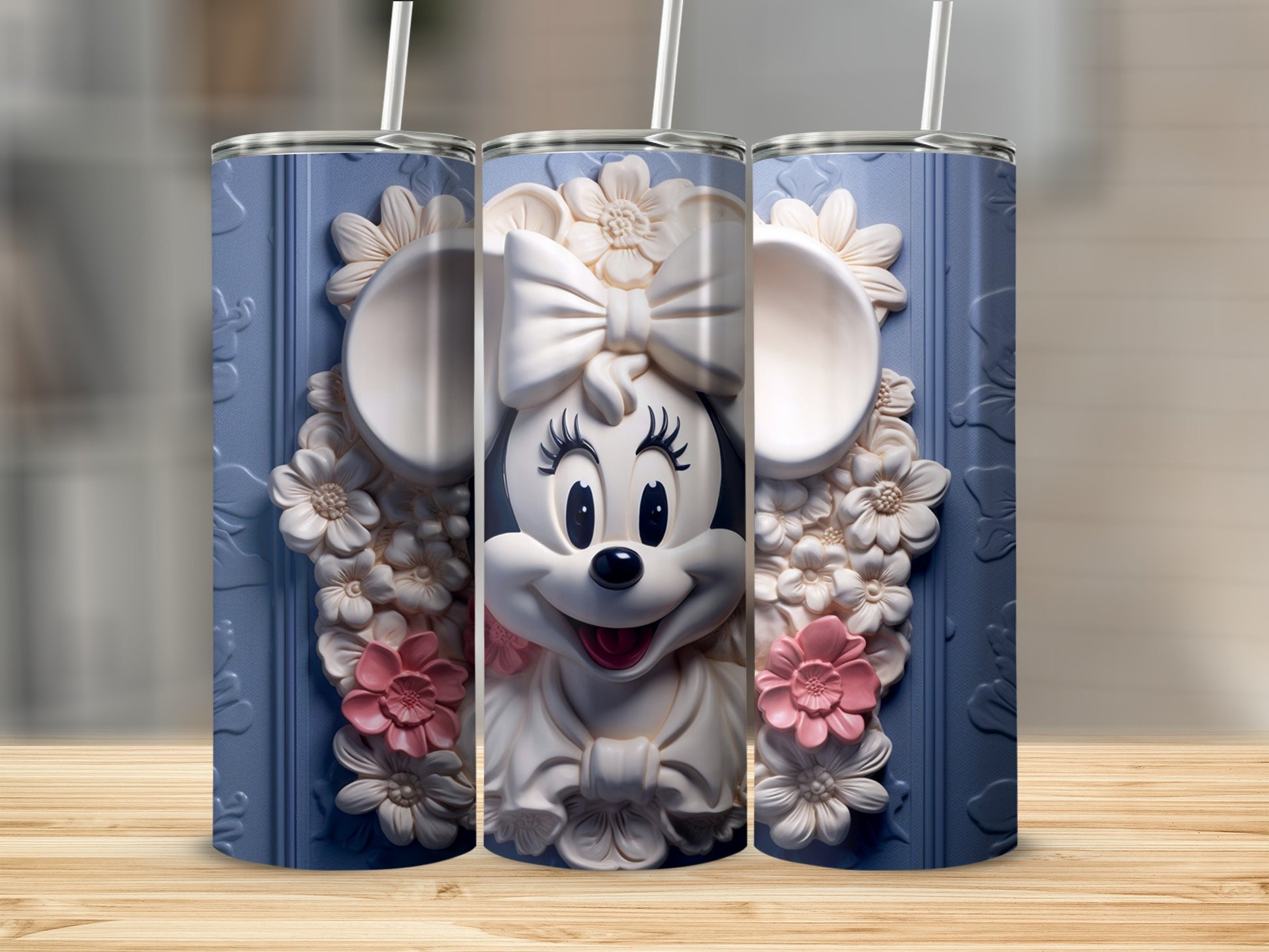 Cute Character Tumbler with Floral Design