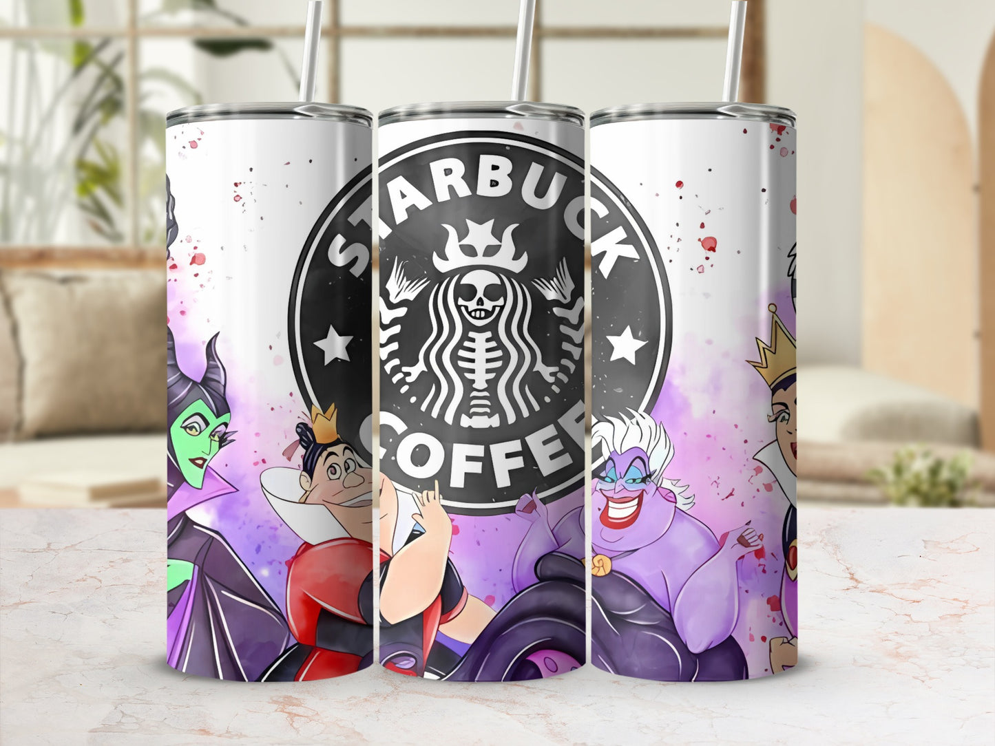 Starbucks Coffee Villains Fan Art Tumbler Cup