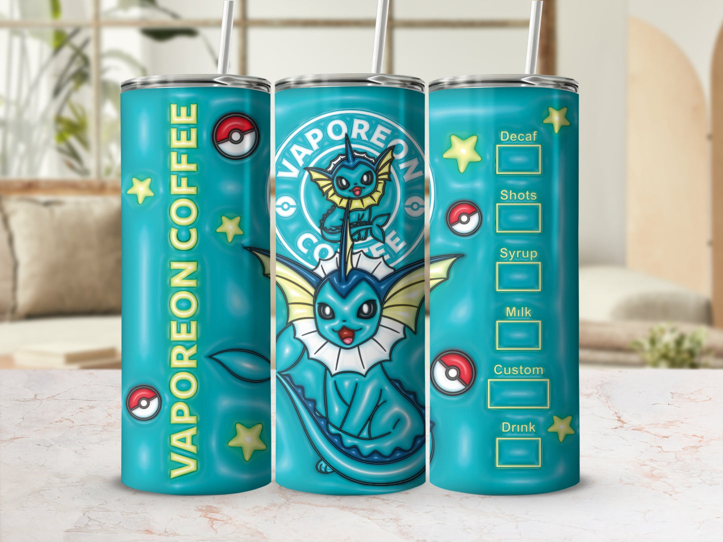 Vaporeon Coffee Pokemon Decaf Shots Stars Pokeball product type