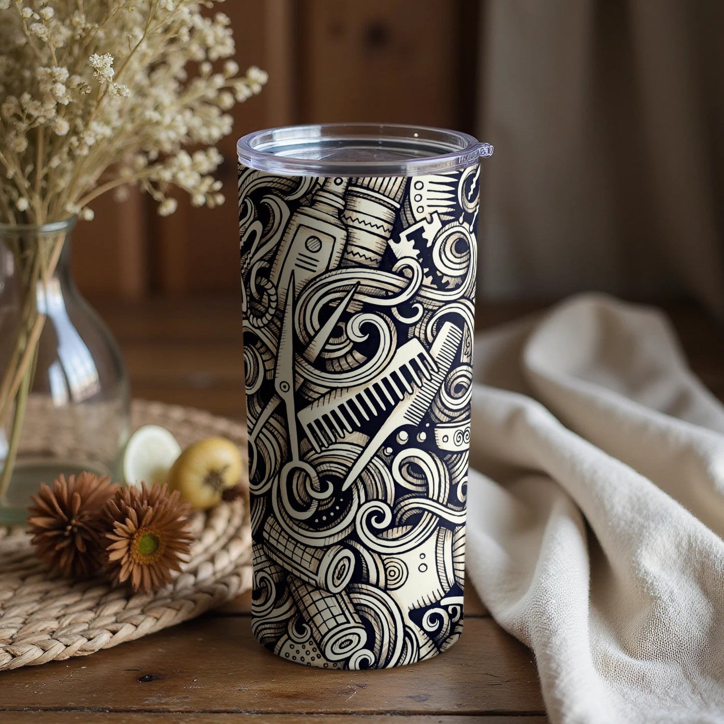 Vintage Art Inspired Tumbler with Intricate Design