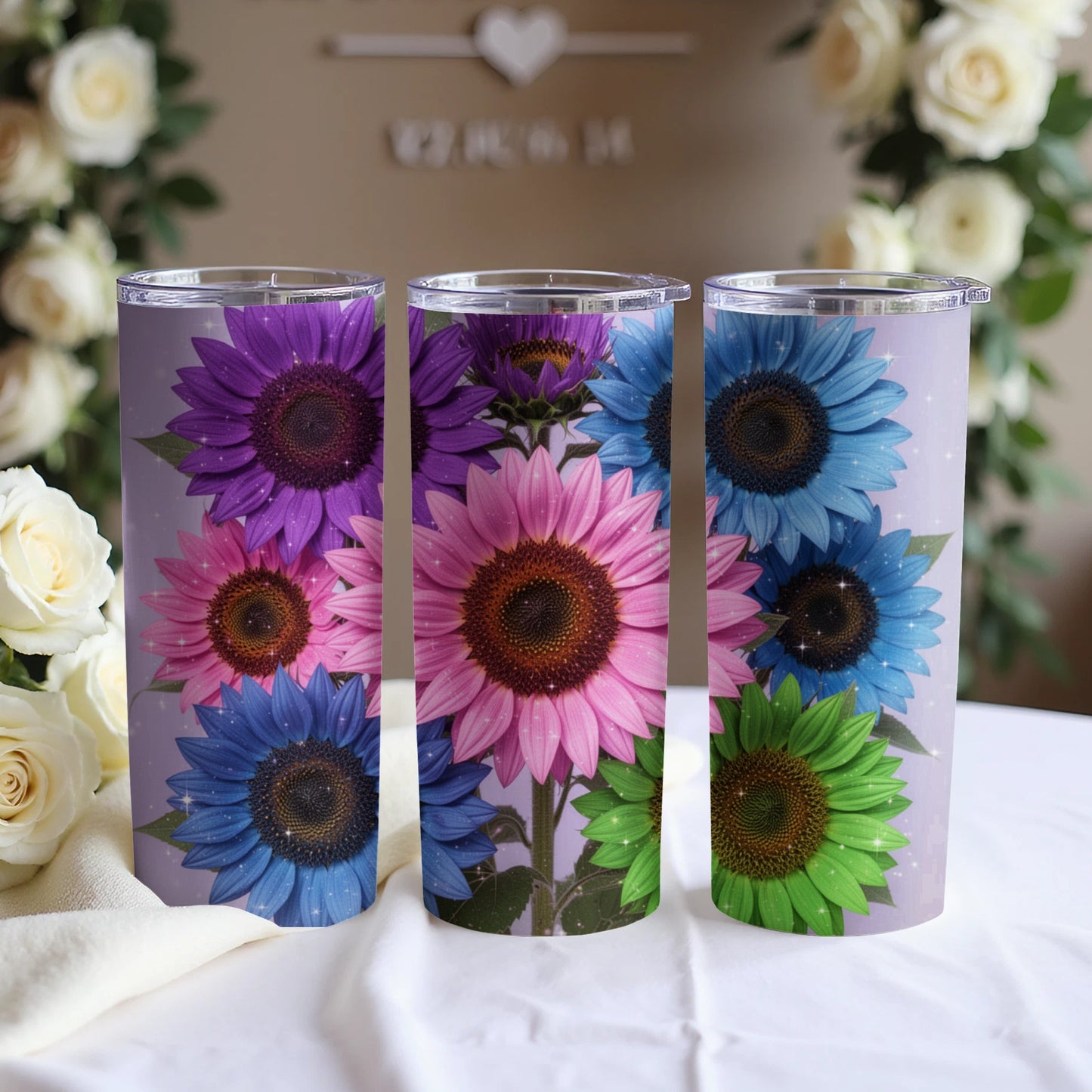 Colorful Sunflower Design Stainless Steel Tumbler