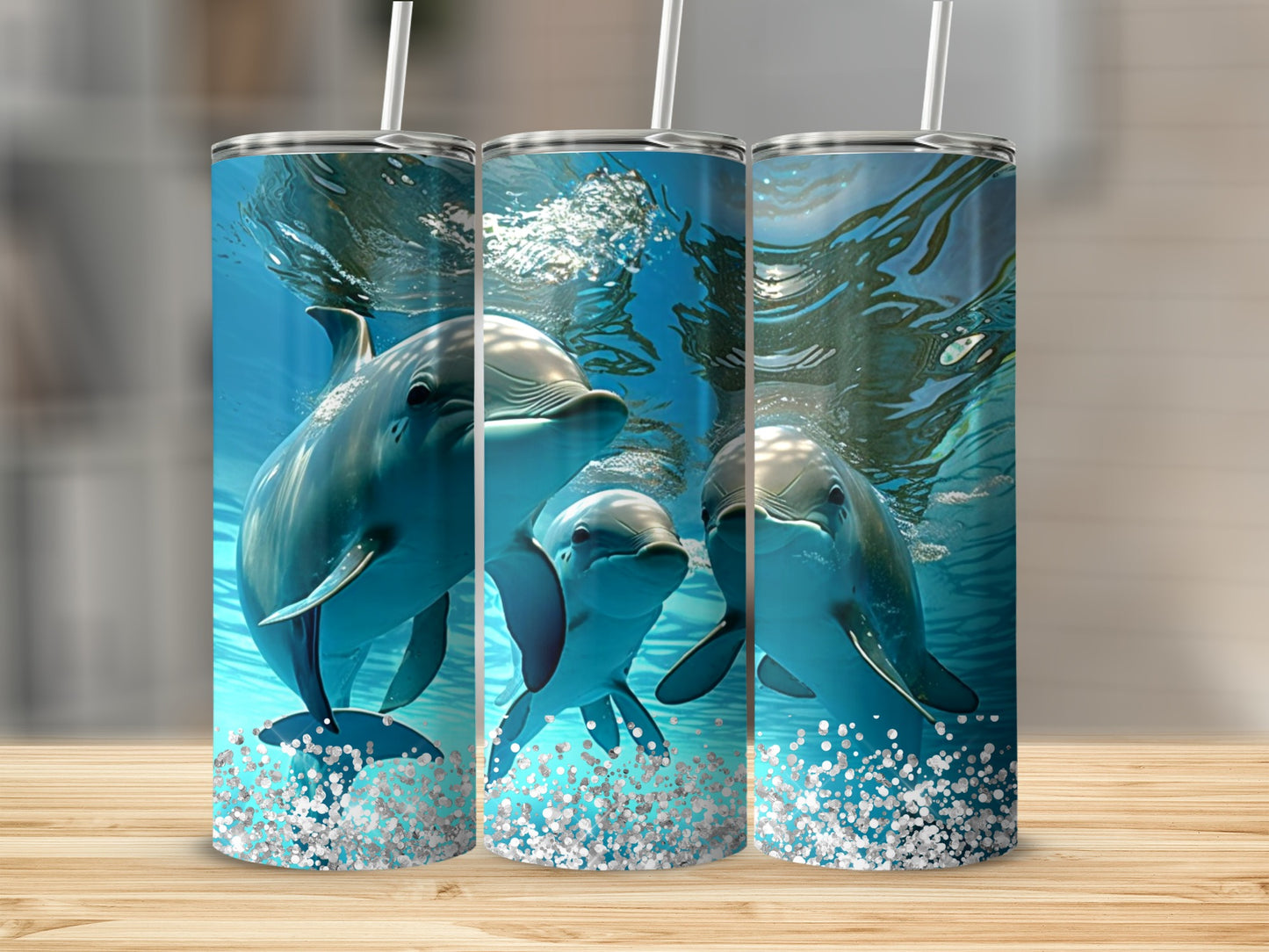Dolphin Family Underwater Design Tumbler Product