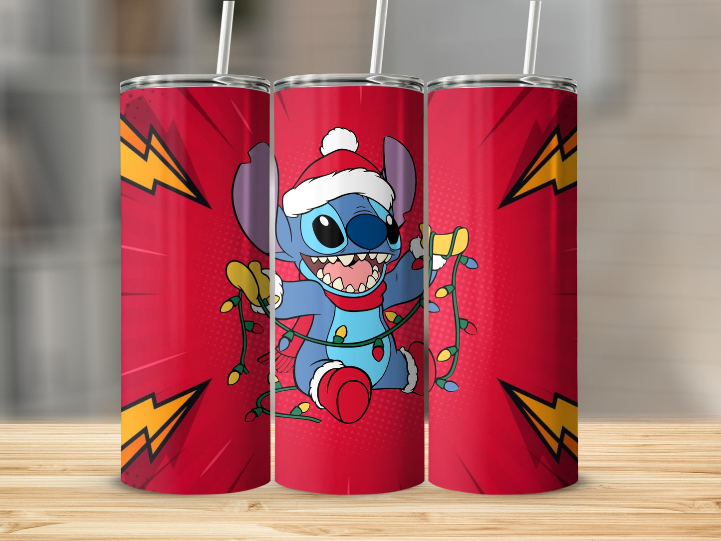 Blue Alien Character with Holiday Lights Tumbler