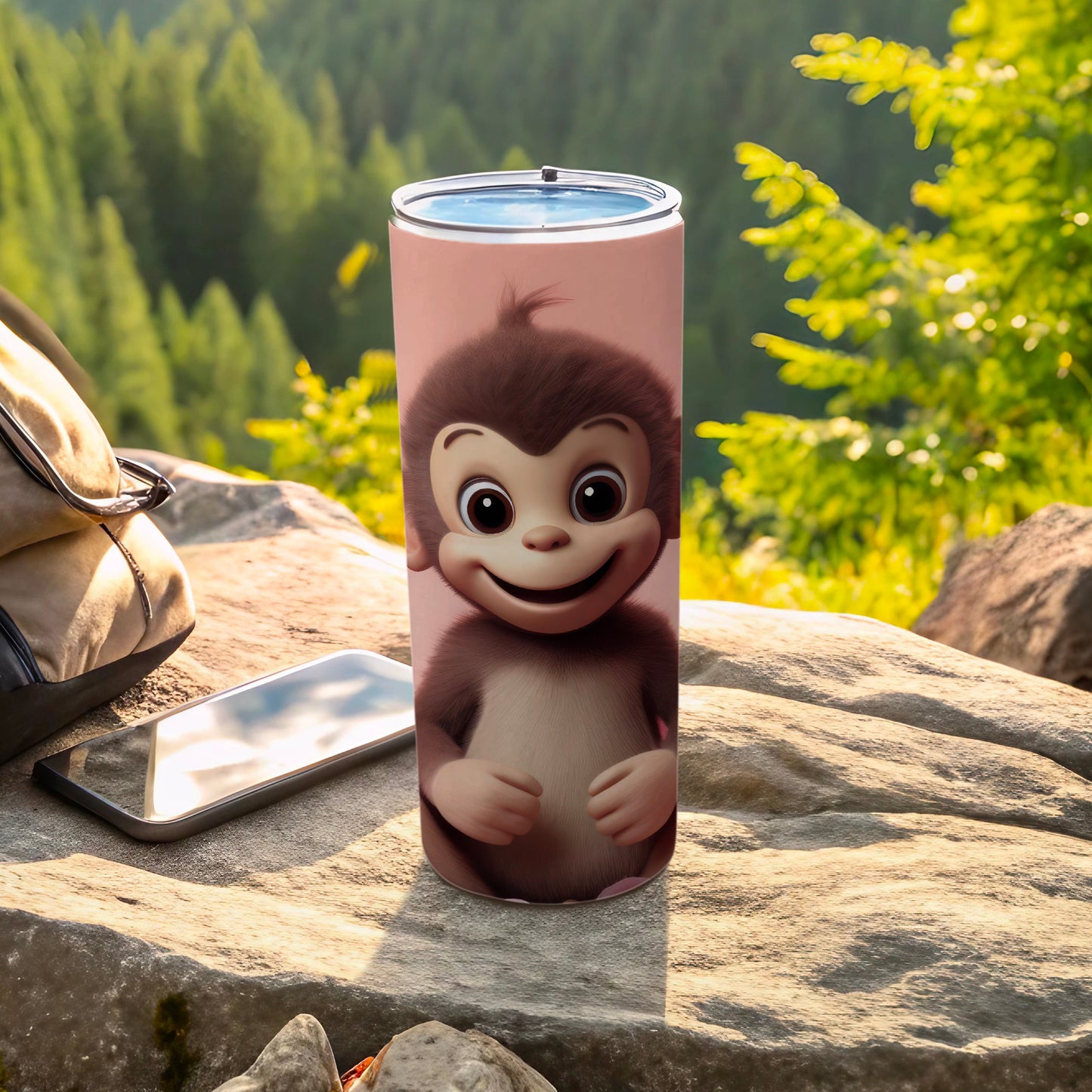 Adorable Brown Monkey Big Eyes Smile Tumbler product type