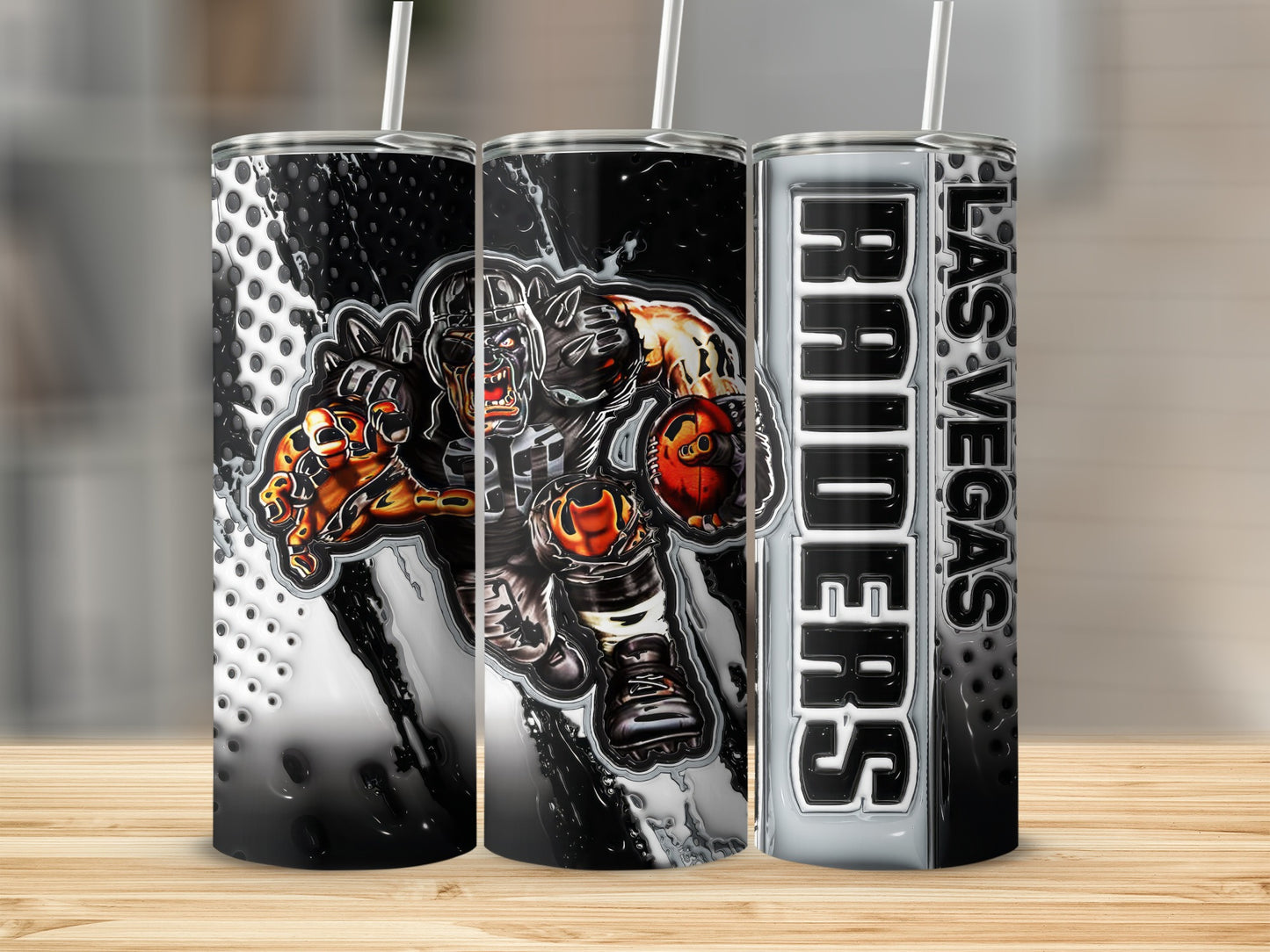 Las Vegas Raiders Zombie Player with Football Tumblers