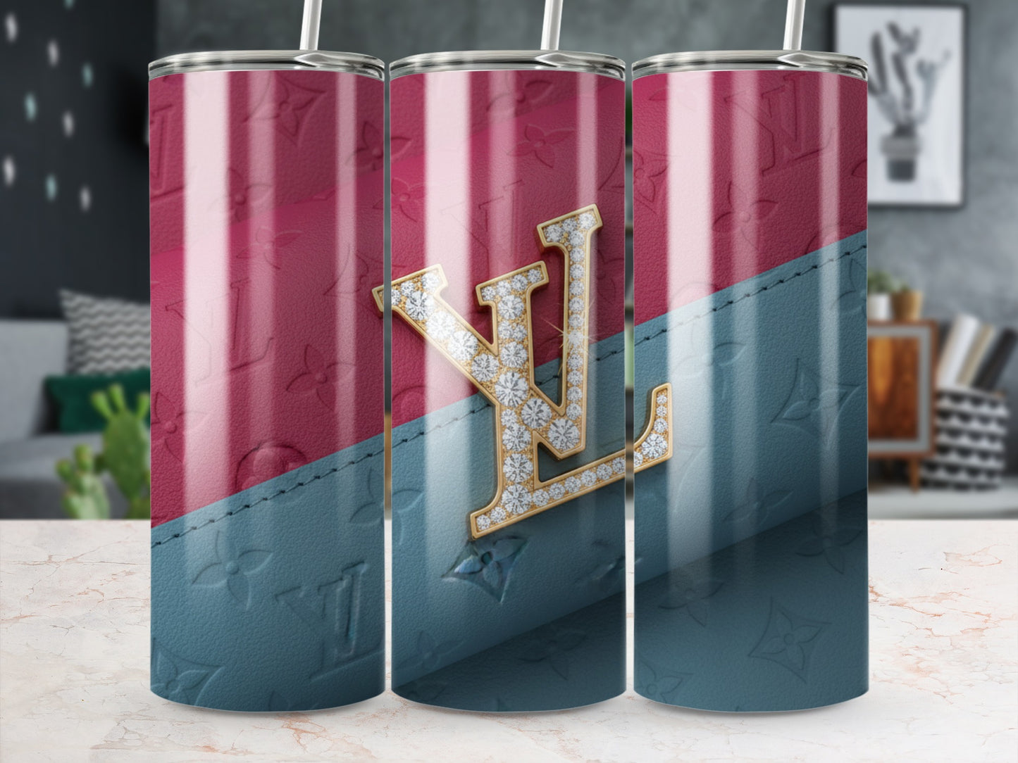 Stylish Designer Inspired Travel Tumbler with Initials