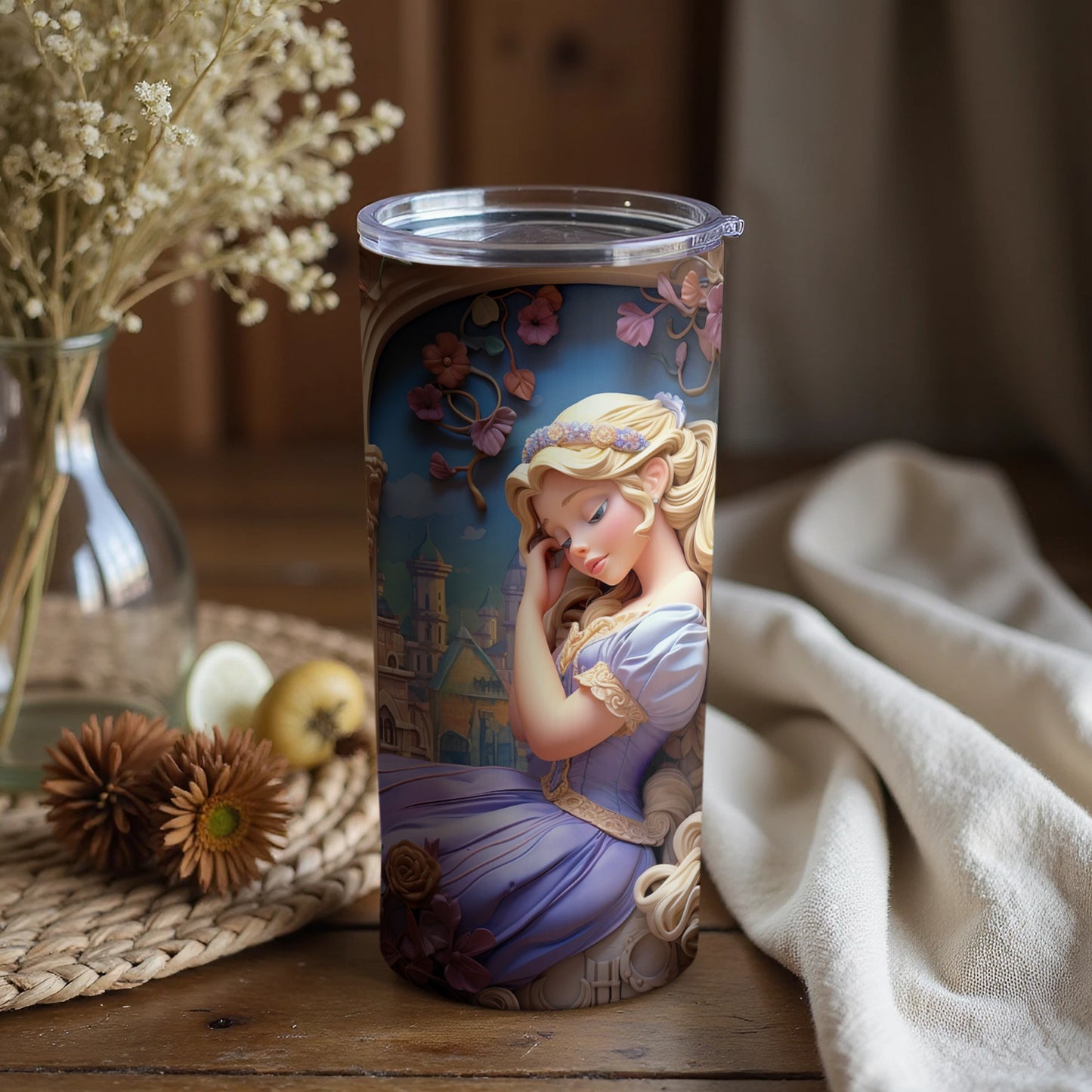 Enchanting Sleeping Princess Art Travel Tumbler